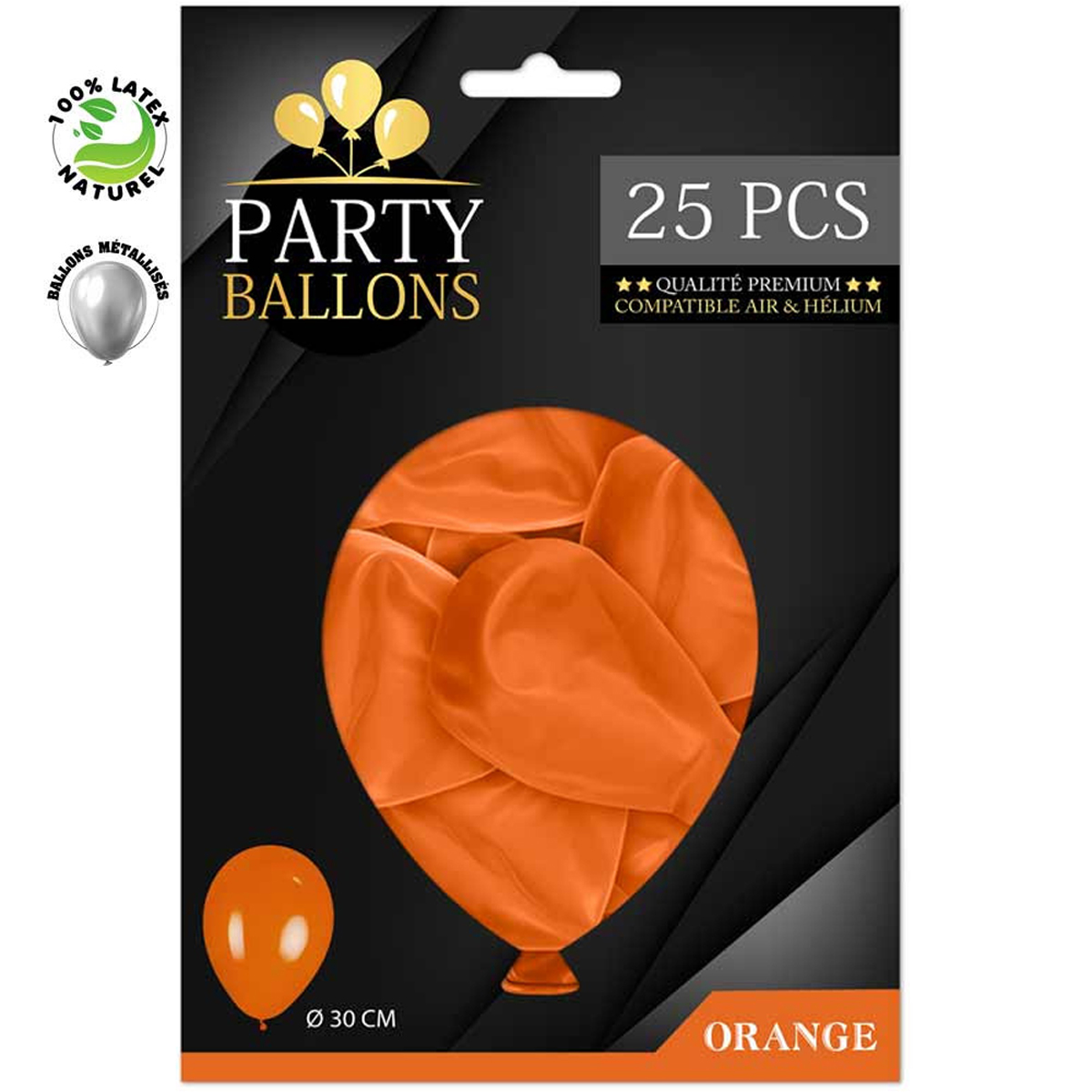 25 ballons métalliques latex \'Coloriage\' orange - 30 cm - [R0422]