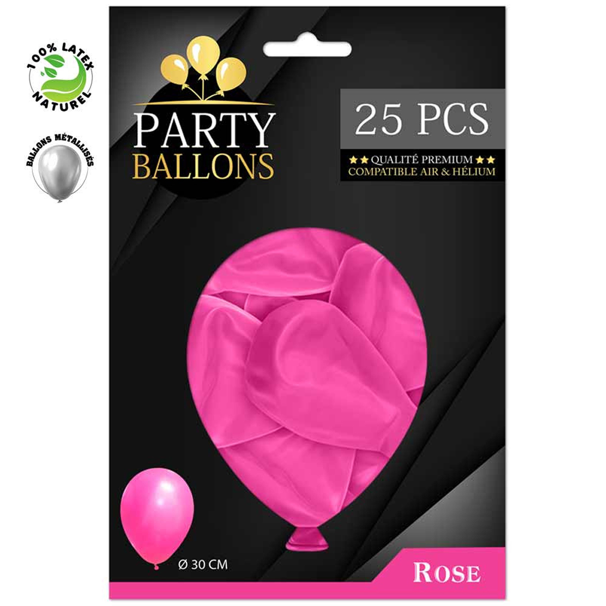 25 ballons métalliques latex \'Coloriage\' rose - 30 cm - [R0425]