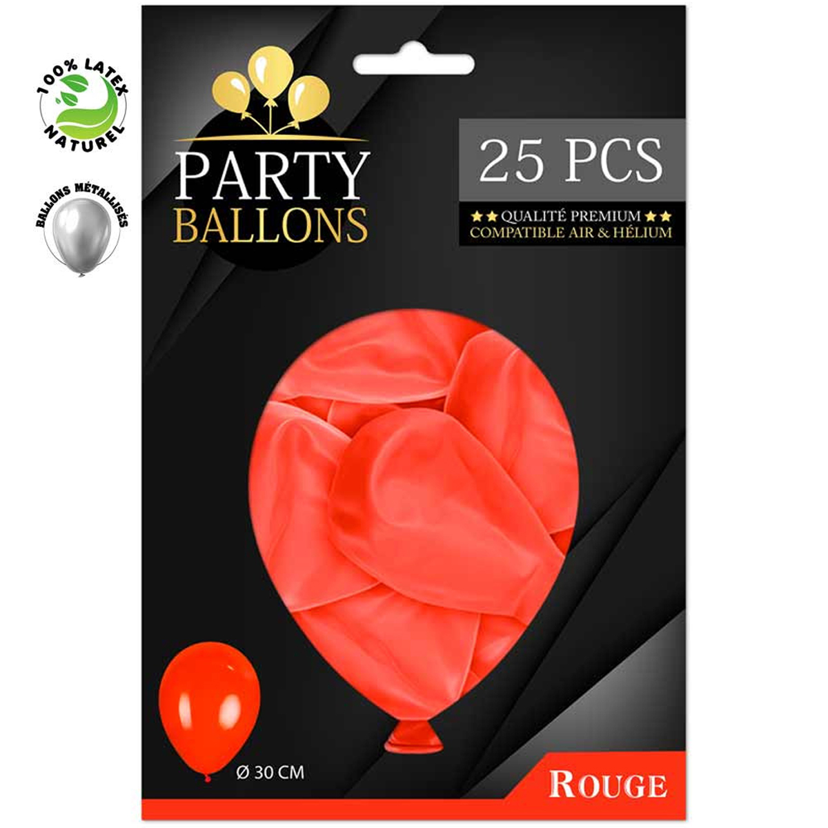 25 ballons métalliques latex \'Coloriage\' rouge - 30 cm - [R0429]