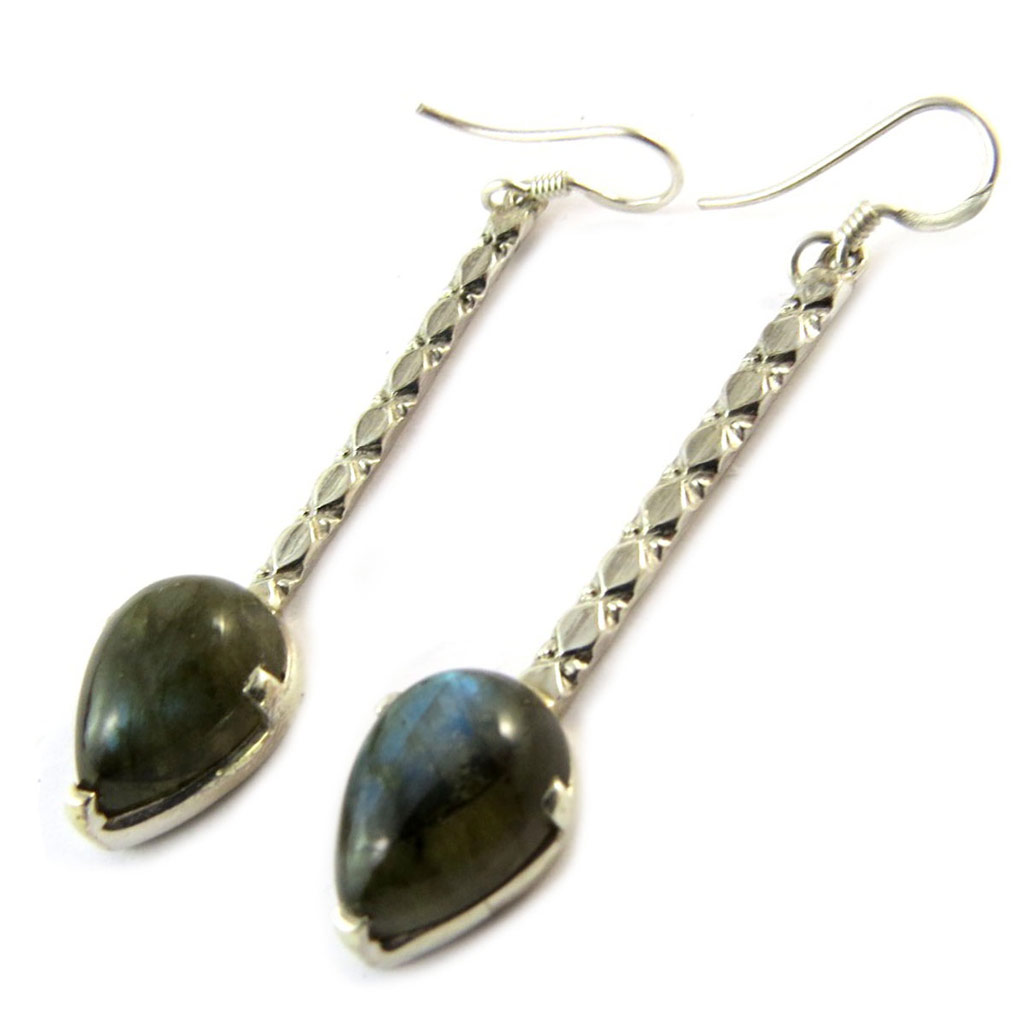 Boucles Argent \'Heaven\' Labradorite - [F6156]