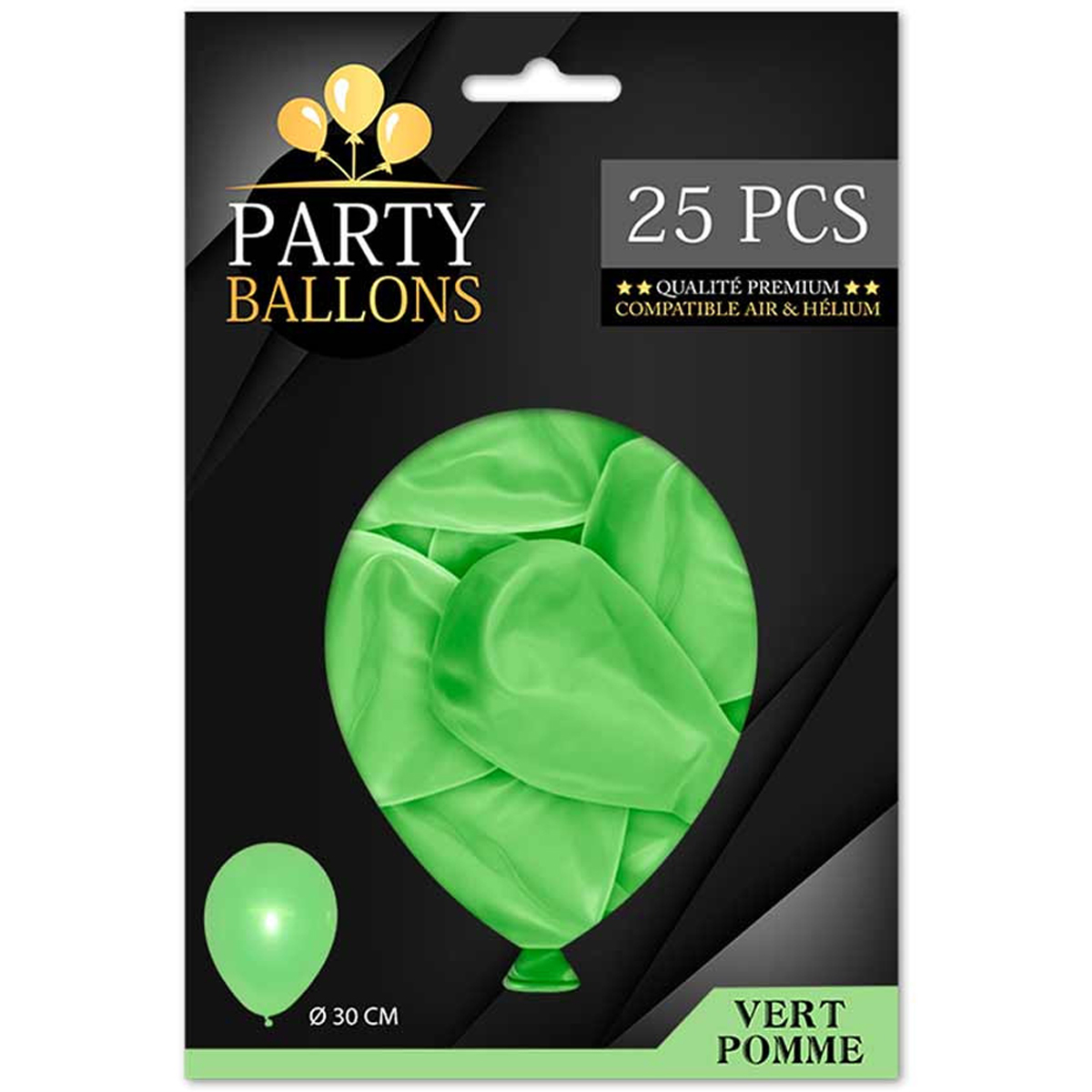 25 ballons métalliques latex \'Coloriage\' vert pomme - 30 cm - [R0430]