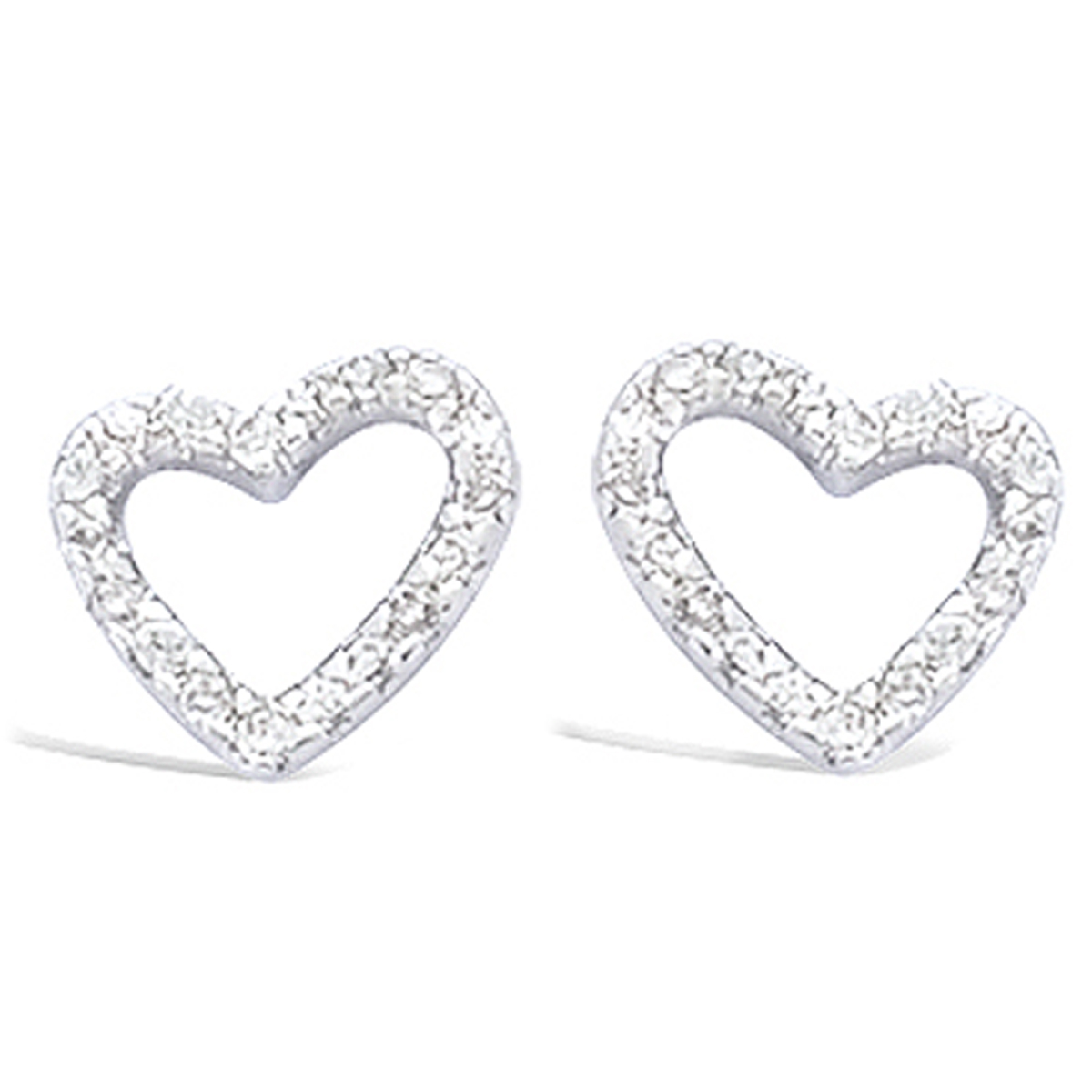 Boucles Argent \'Love Divine\' blanc argenté (rhodié) - 10x9 mm - [F6209]