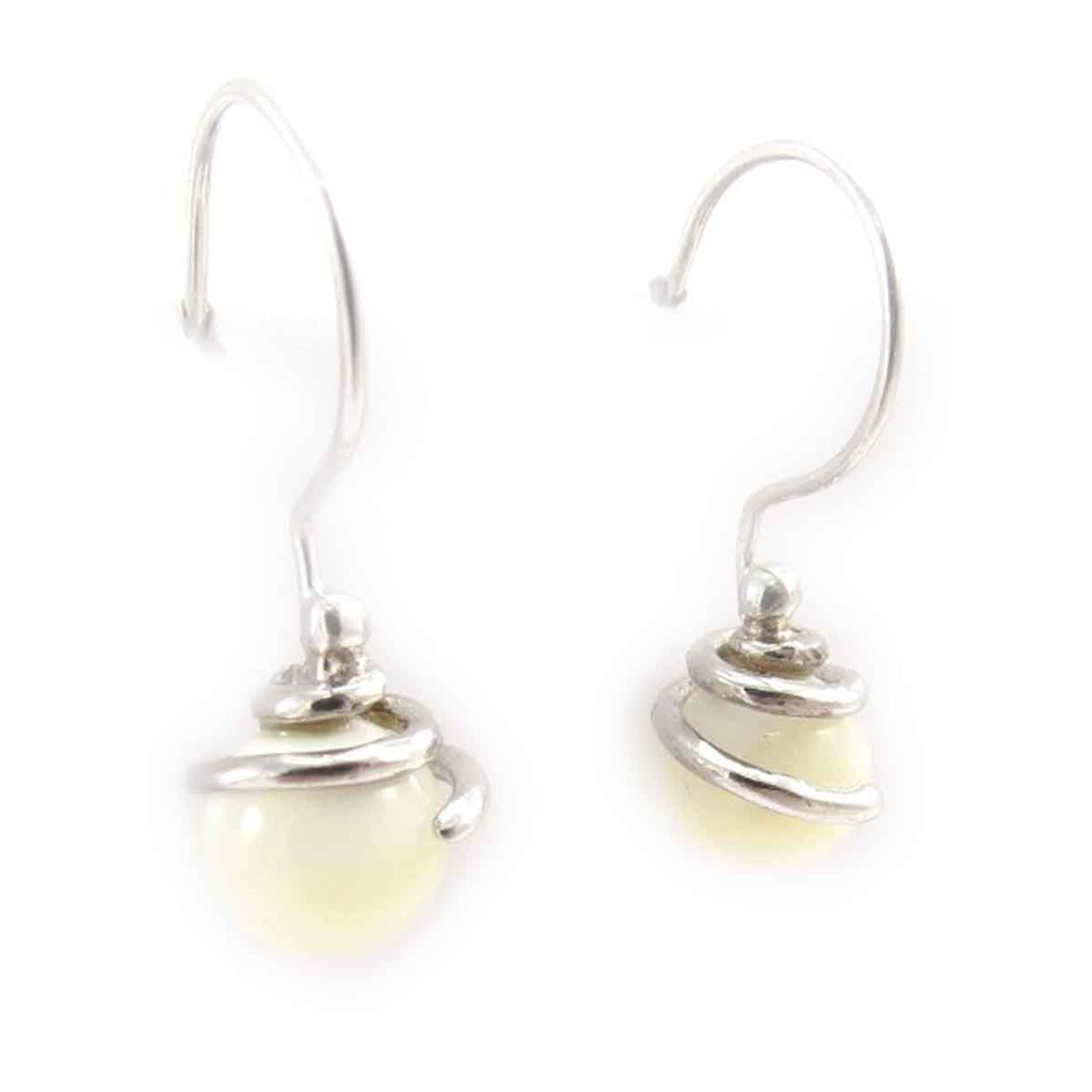 Boucles Argent \'Ruth\' Nacre Blanche - [F6229]