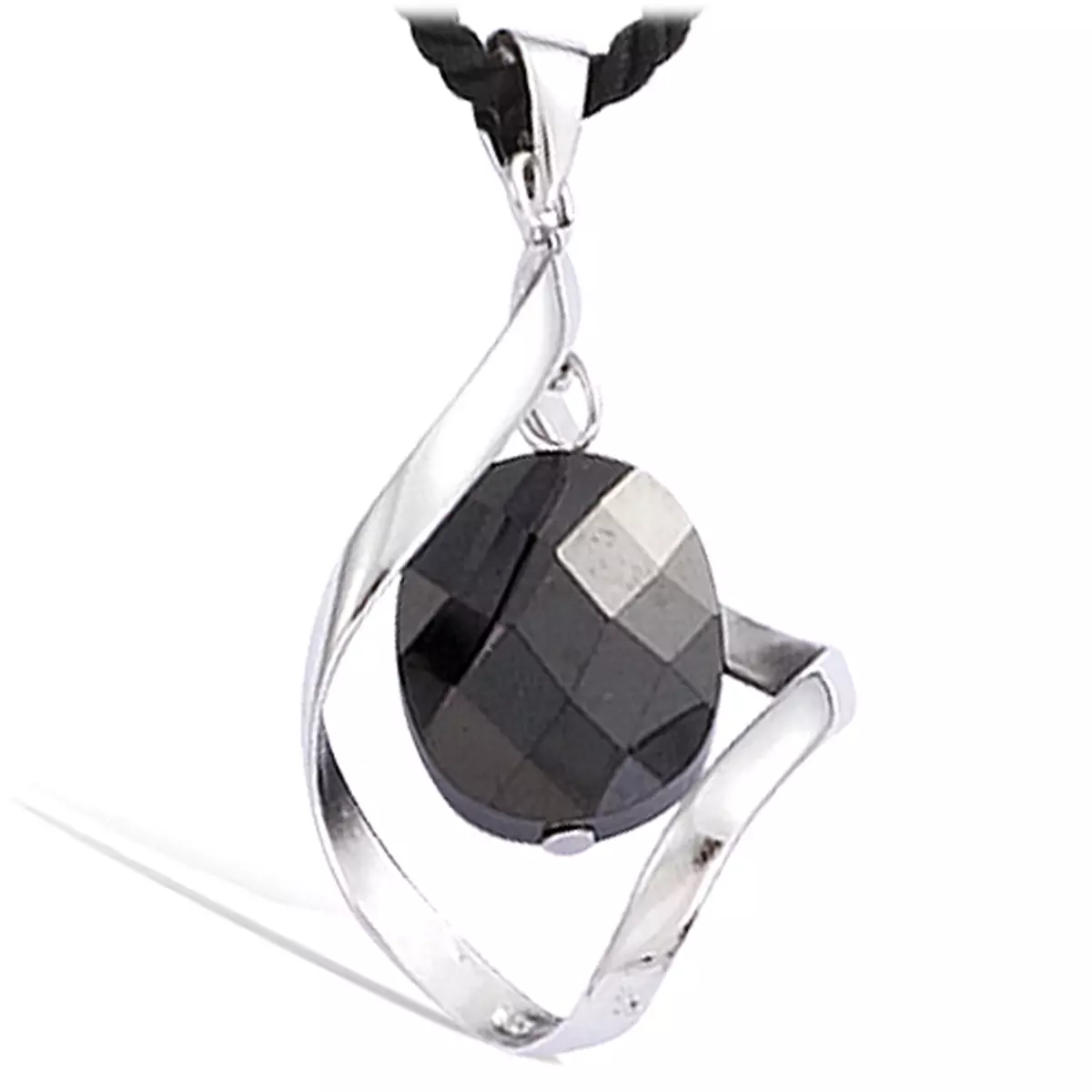 les trésors de lily Pendentif Argent 'Linda' Noir argenté (rhodié) 35x15 mm [F6290]
