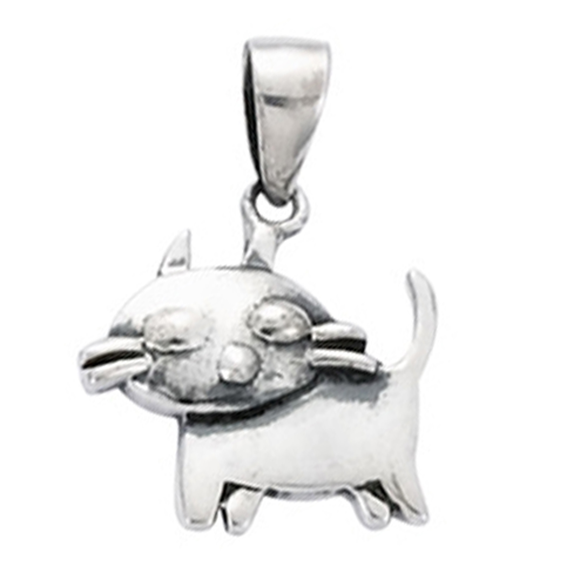 Pendentif Argent \'P\'tit Chat\' argenté - 13x14 mm - [F6303]