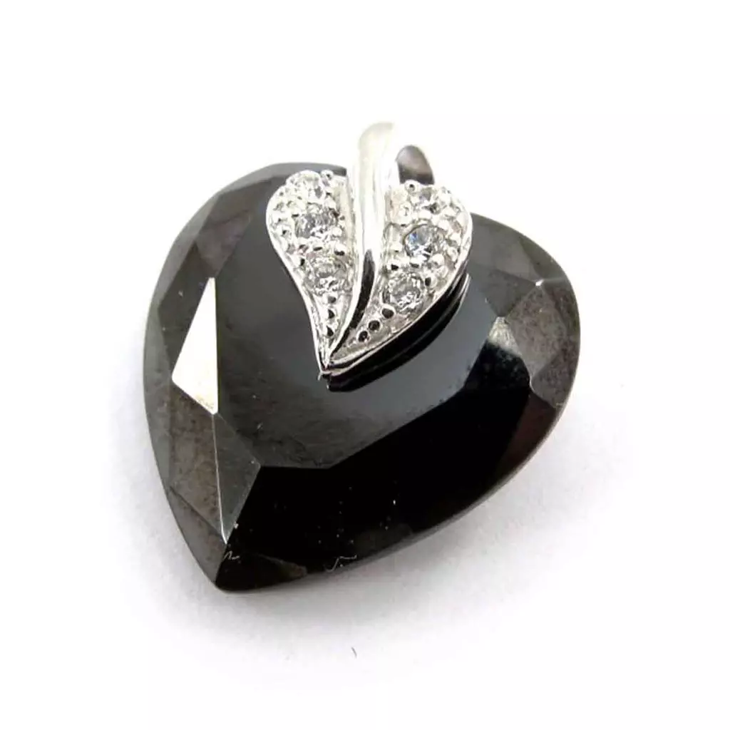 les trésors de lily Pendentif Argent 'Sissi' Noir Blanc (coeur) [F6330]