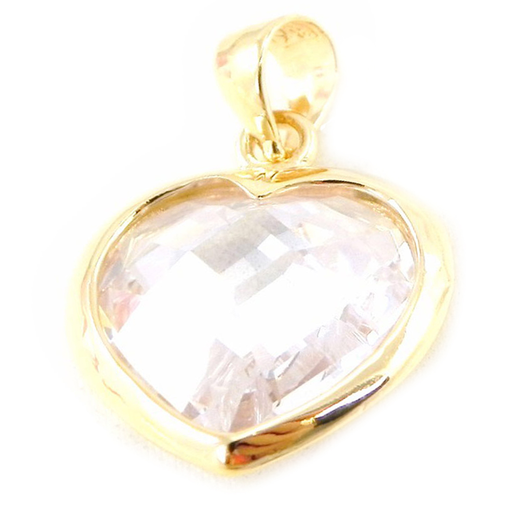 Pendentif Plaqué Or \'Coeur Linda\' Blanc  - [F6341]