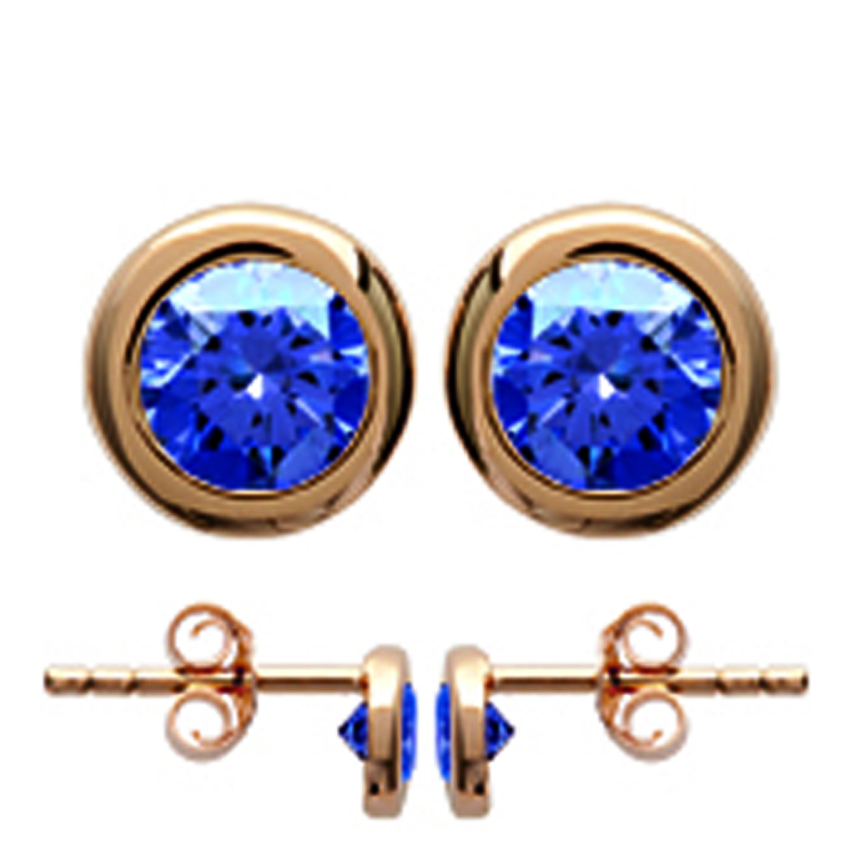 Boucles Plaqué Or \'Unique\' saphir doré - 4 mm - [M1794]