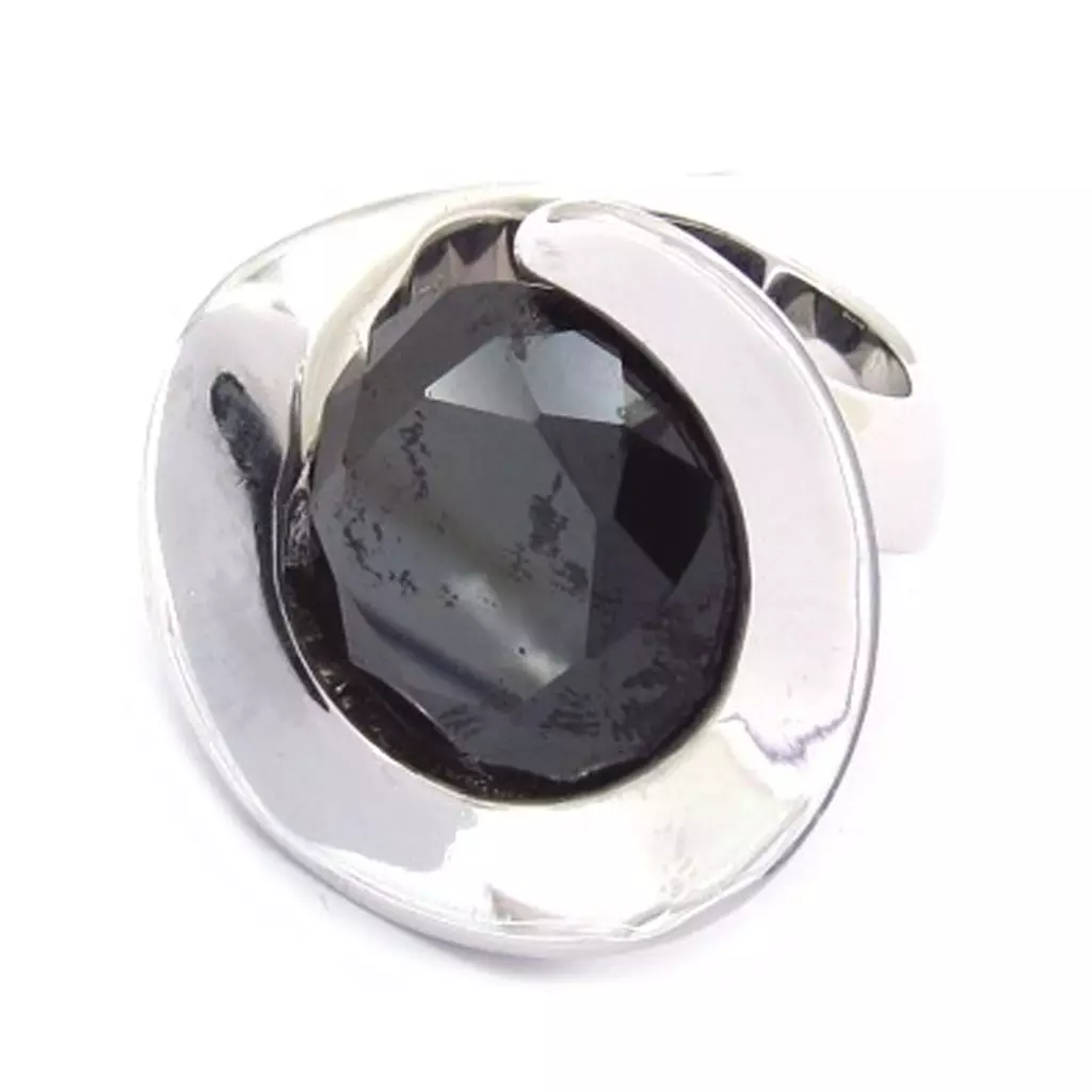 les trésors de lily Bague Argent 'Chloé' Noir Blanc [F6382]