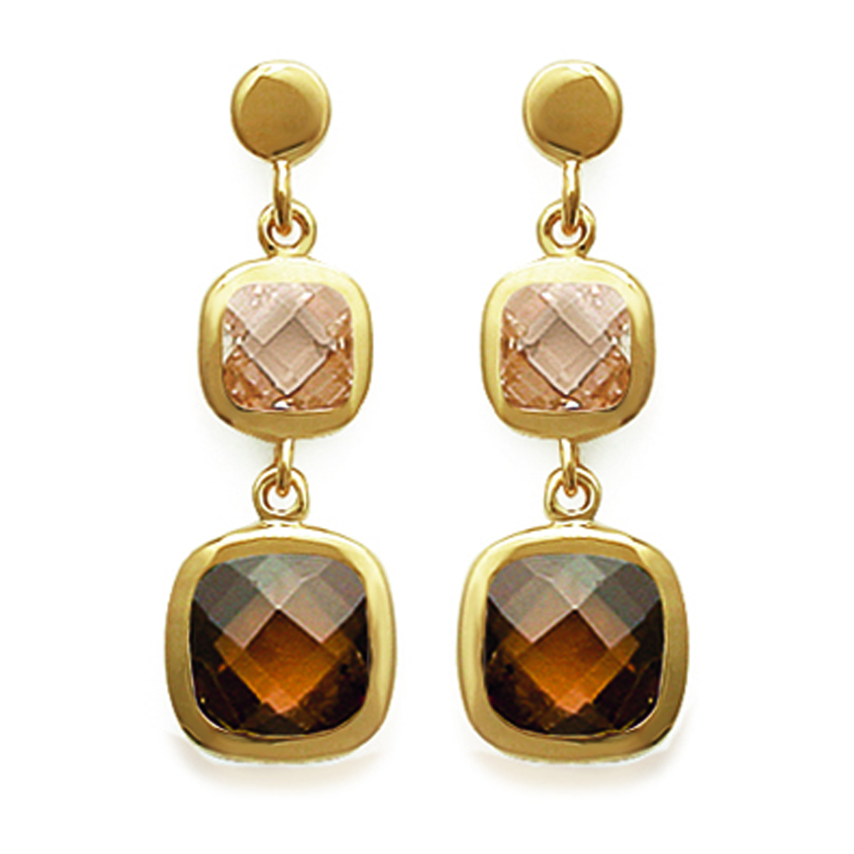 Boucles Plaqué Or \'Linda\' Marron doré - 27x9 mm - [F6449]