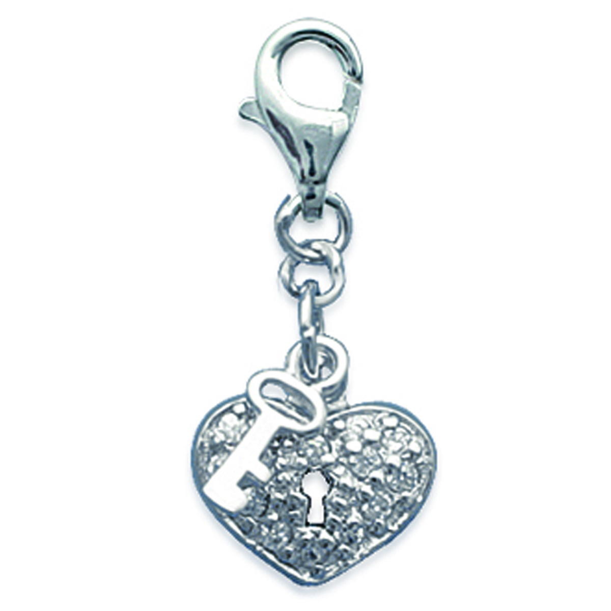 Pendentif Charm Argent \'Love Divine\' blanc argenté - 15x11 mm - [F6457]
