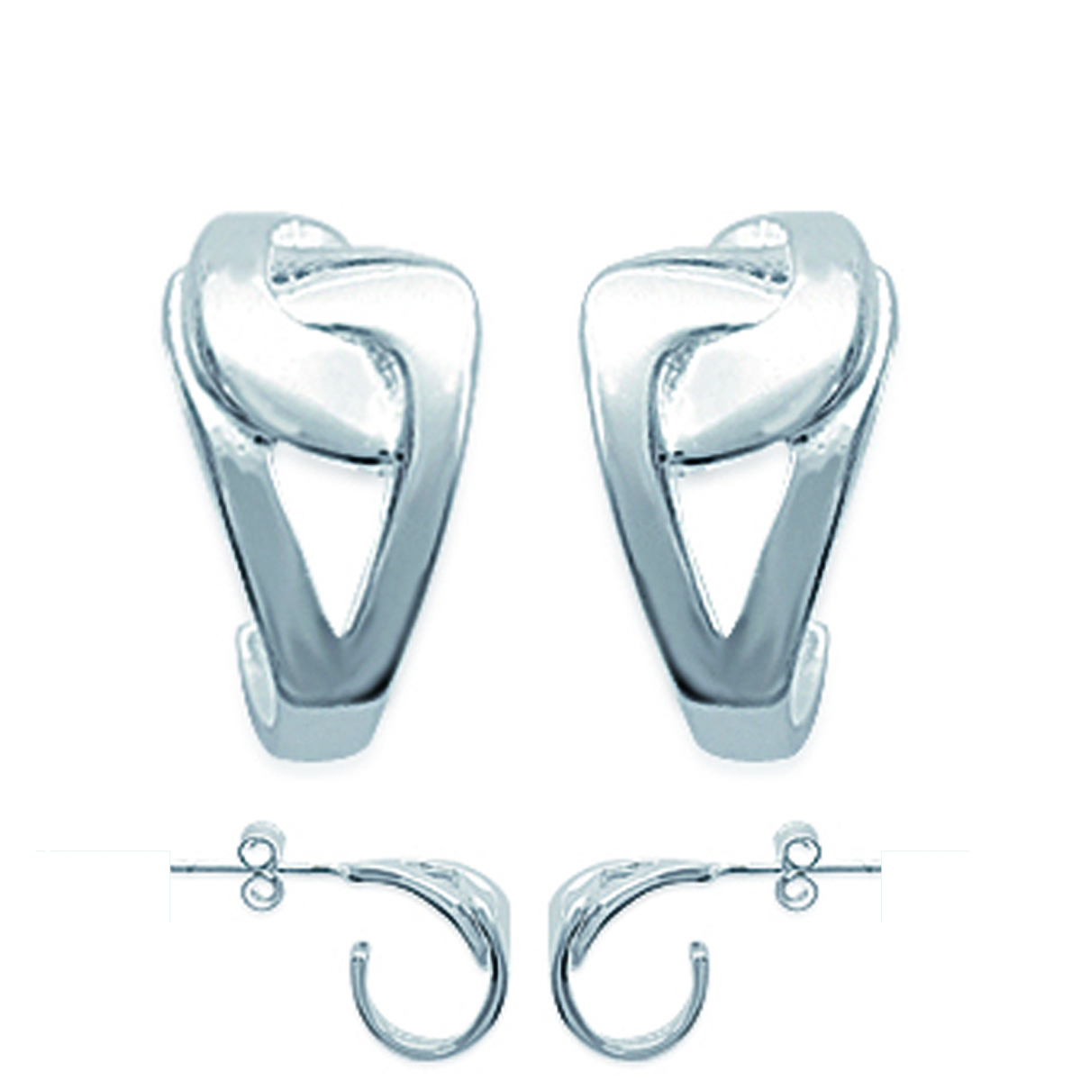 Créoles Argent \'Chorégraphie\' argenté - 12x8 mm - [F6746]