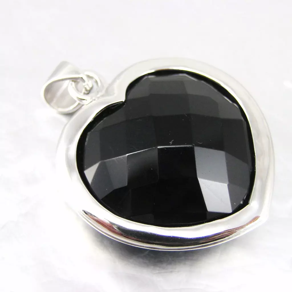les trésors de lily Pendentif Argent 'Coeur Ruth' Noir Blanc [F6820]