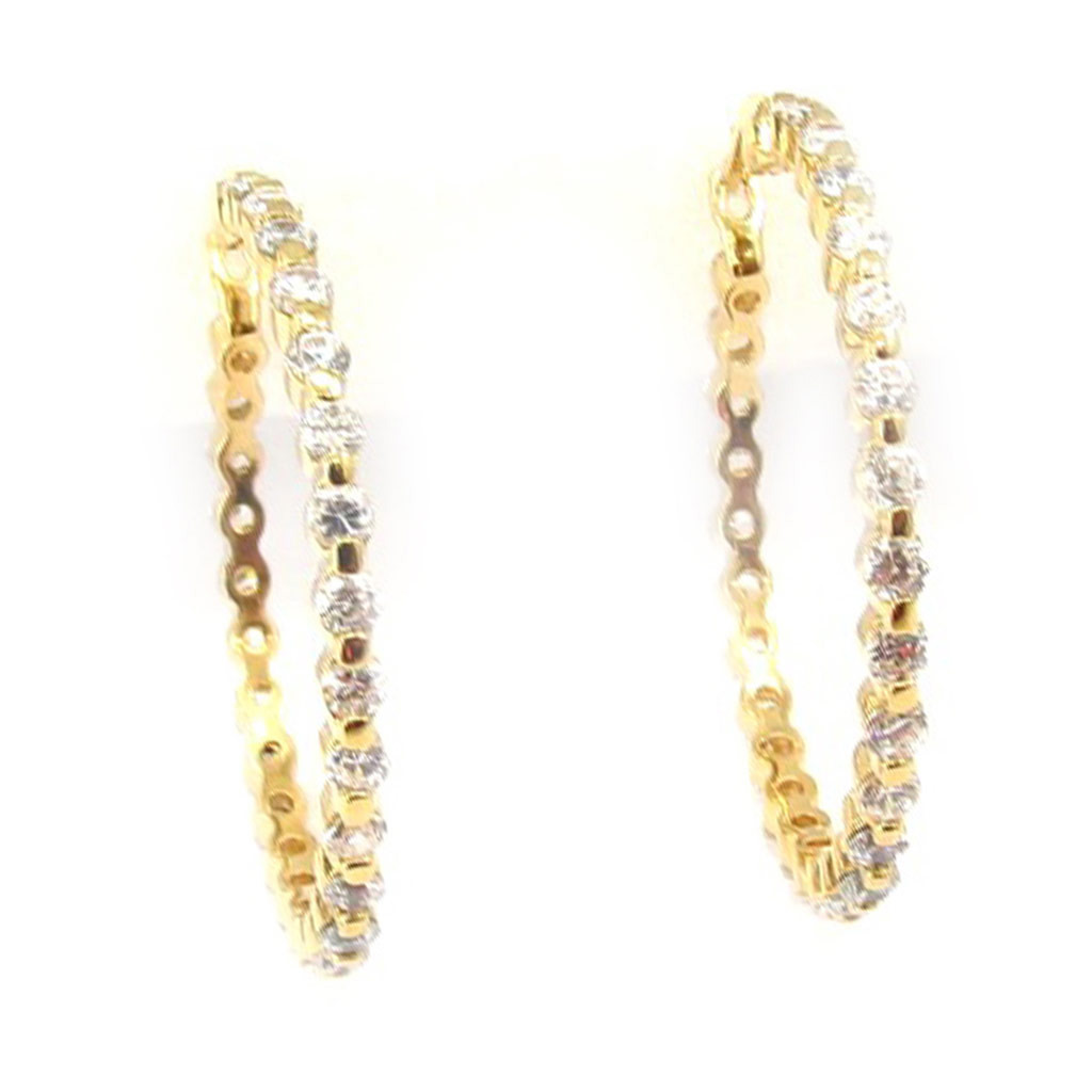 Créoles Plaqué Or \'Déesse\' Blanc  - [F6837]
