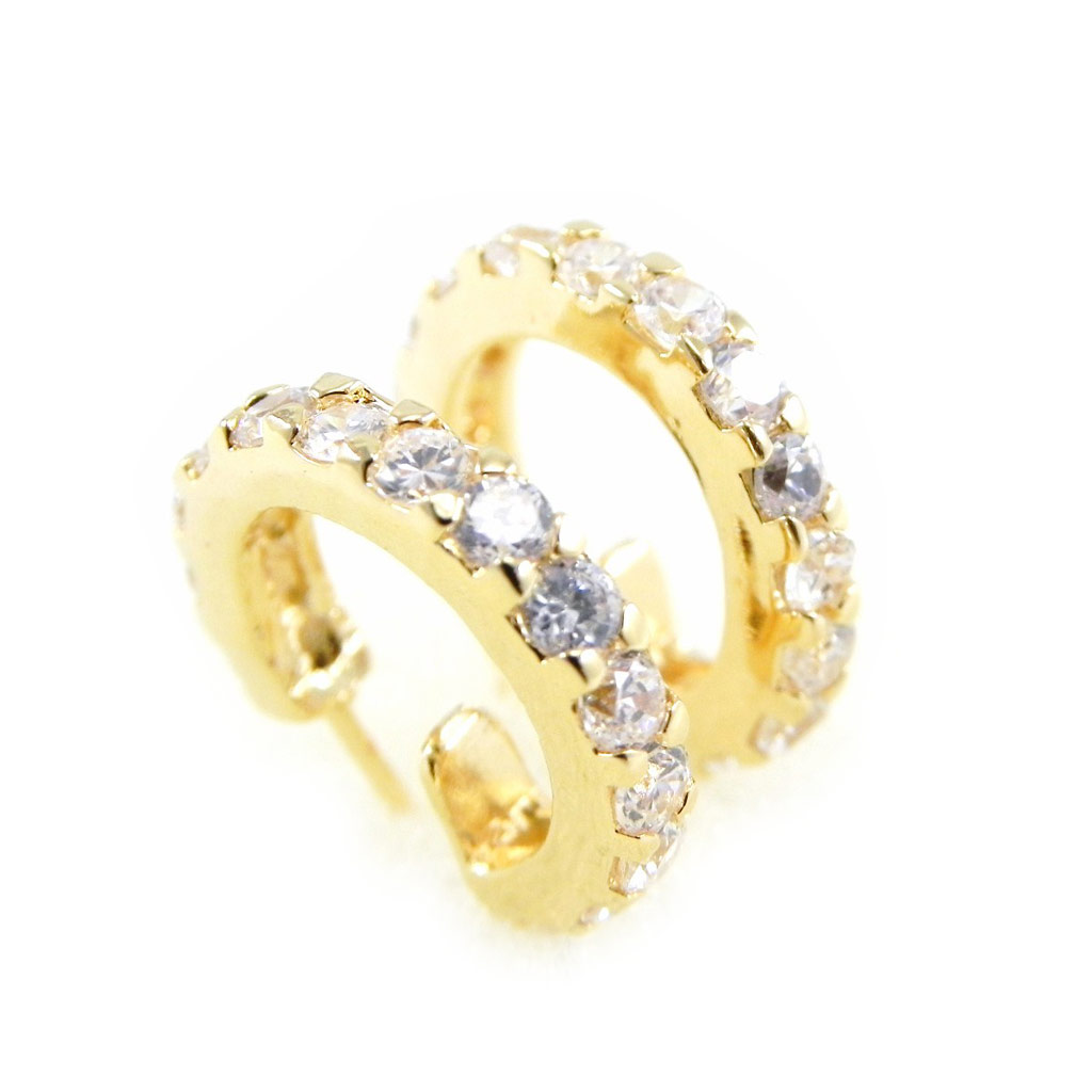 Créoles Plaqué Or \'Cristal Plénitude\' Blanc doré - 12x2 mm - [F6850]