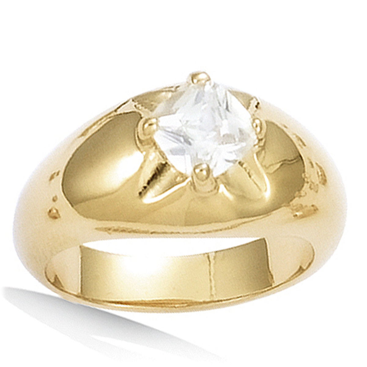 Solitaire Plaqué Or \'Unique\' blanc doré - 7 mm - [F6863]