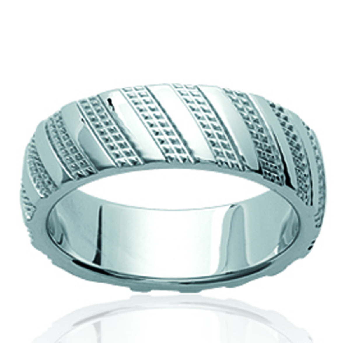 Bague acier \'Chorégraphie\' argenté - 7 mm - [K2450]