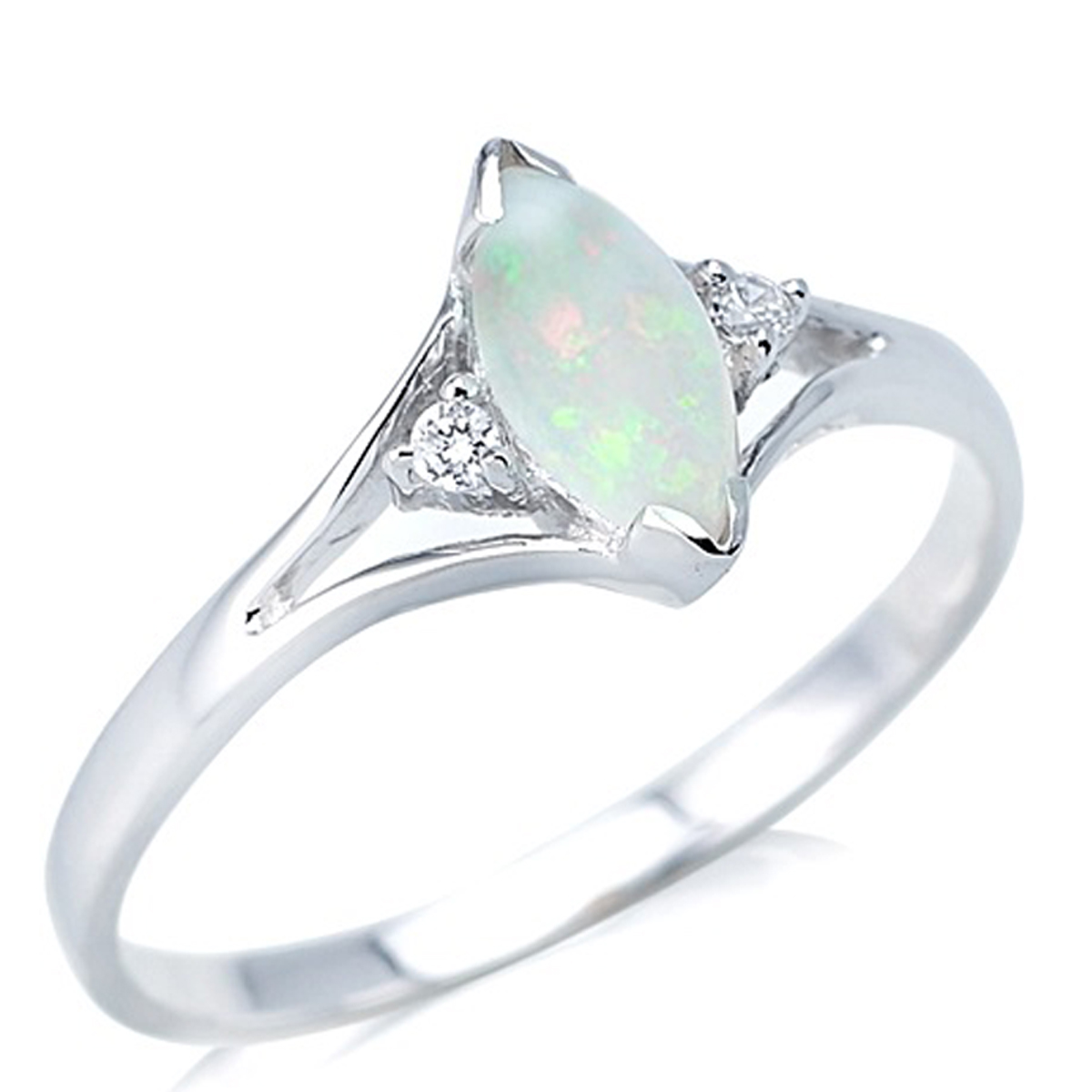 Pierre Opale Bague Opale Blanche Bague Pastille Perlée Opale