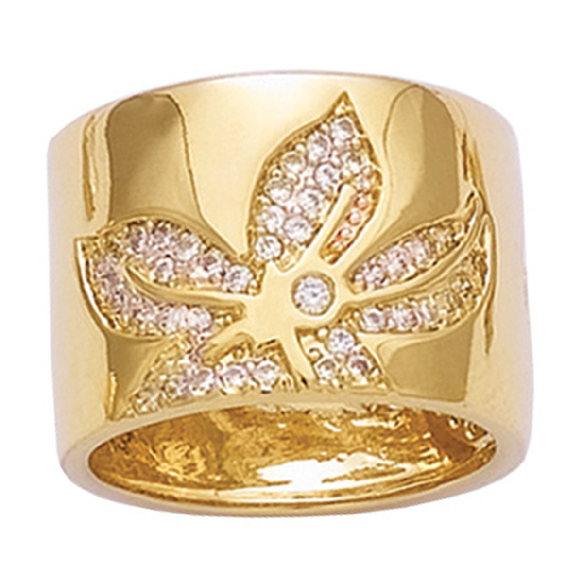 Bague Plaqué Or \'Flora\' blanc doré - 15 mm - [K2568]