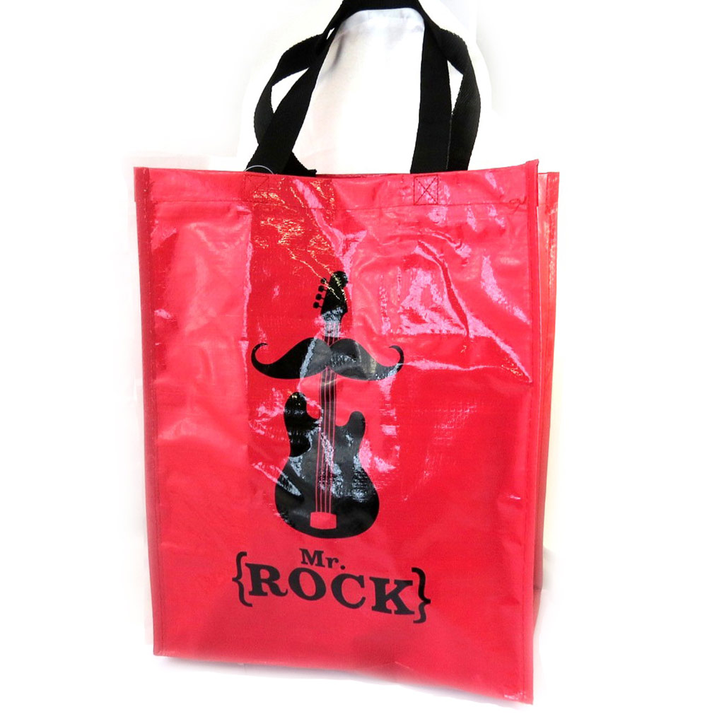 Sac Shopping \'Moustache\' rouge (Mr Rock) - [M2228]