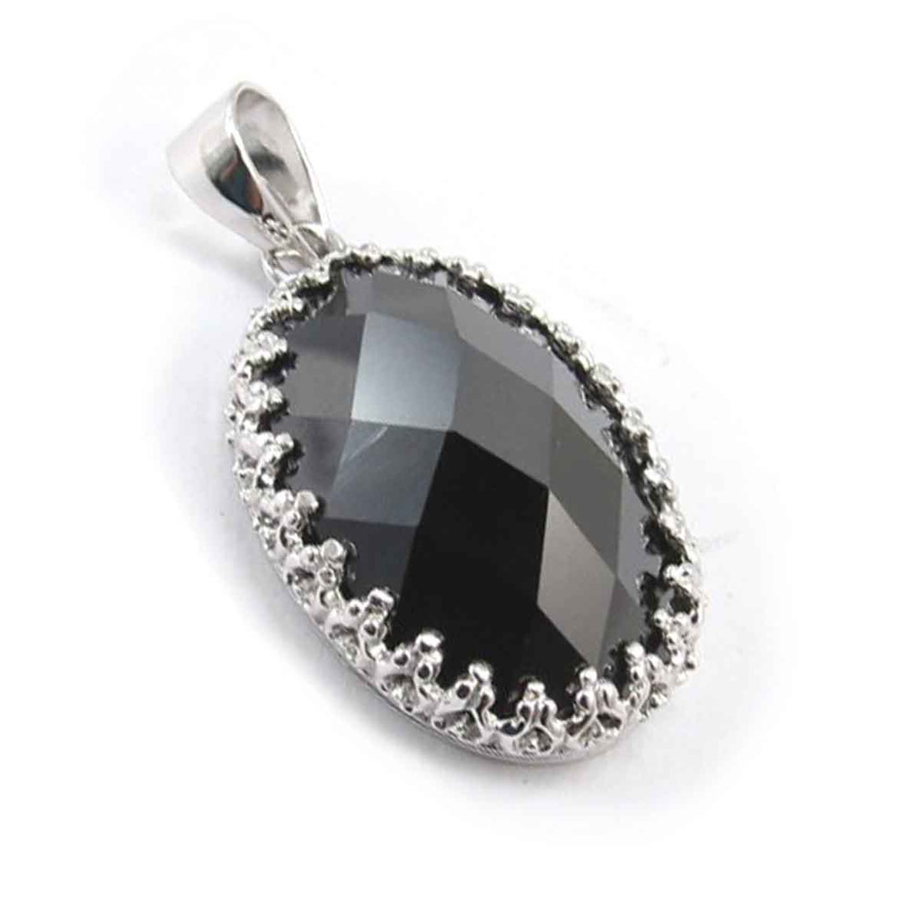 Pendentif Argent \'Sappho\' noir argenté (rhodié) - 15x18 mm - [G2792]