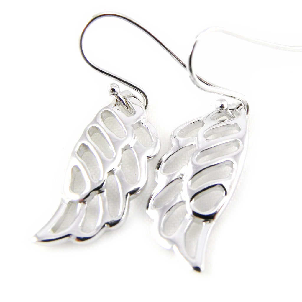 Boucles Argent \'Les Ailes d\'Ange\' argenté (rhodié) - 20x10 mm - [G2836]