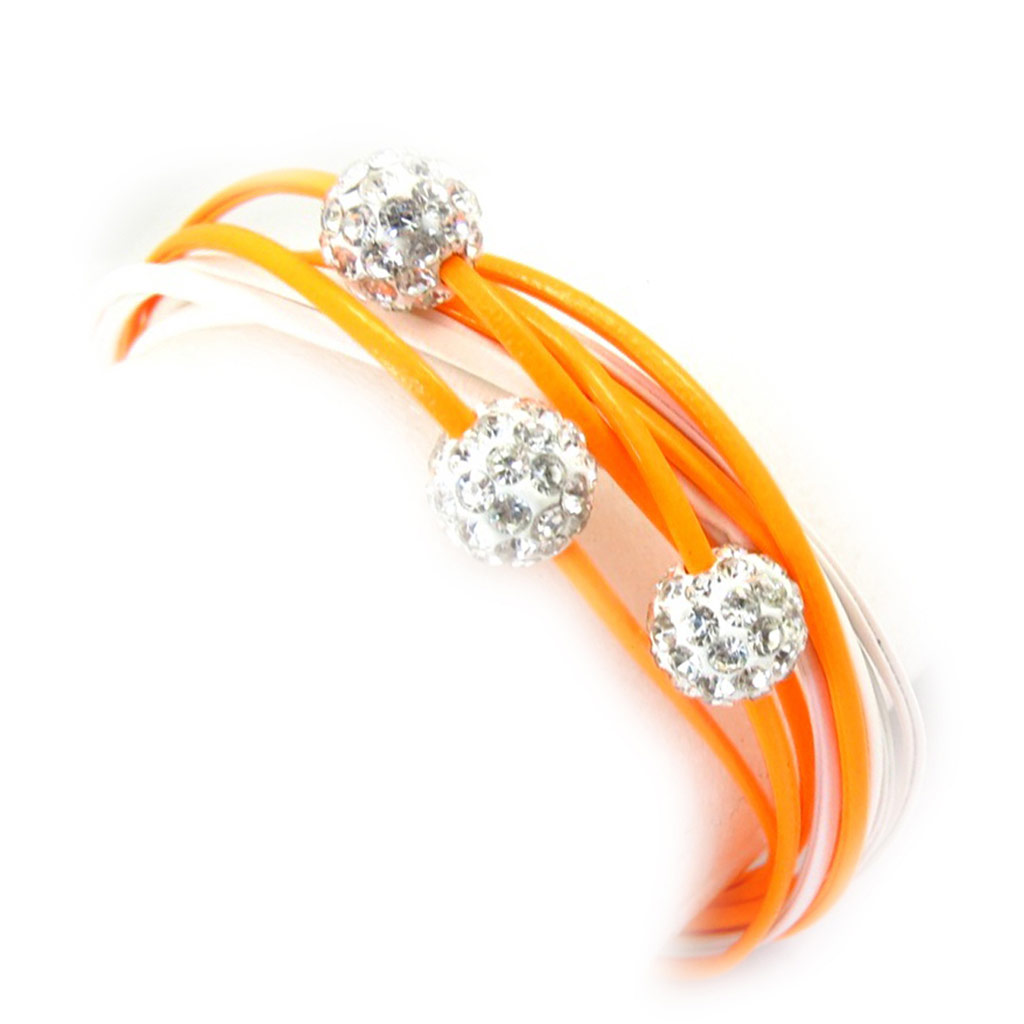 Bracelet créateur \'Sissi\' orange blanc - [K2804]