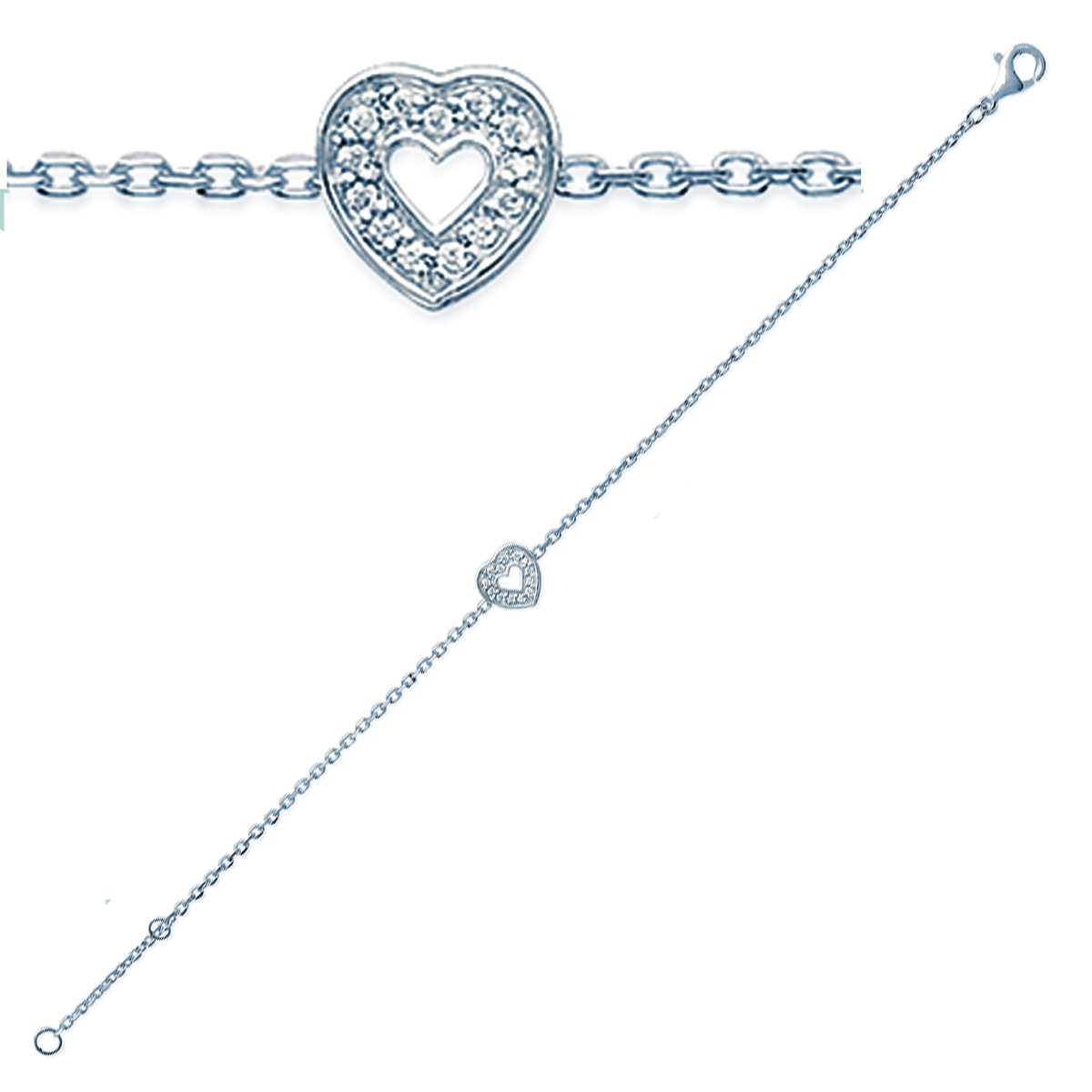 Bracelet Argent \'Love\' blanc argenté (rhodié) - 8 mm - [G3382]