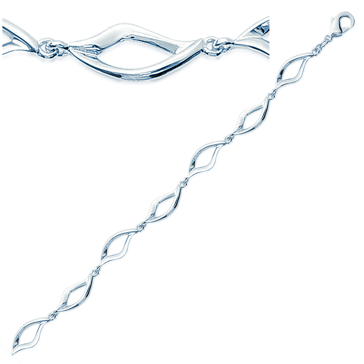 Bracelet Argent \'Chorégraphie\' argenté (rhodié) - 7 mm - [G3387]
