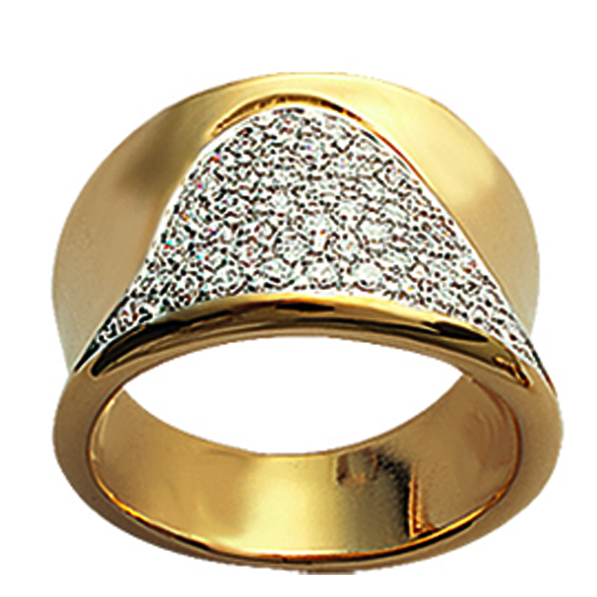 Bague Plaqué Or \'Déesse\' blanc doré - 16 mm - [G3398]