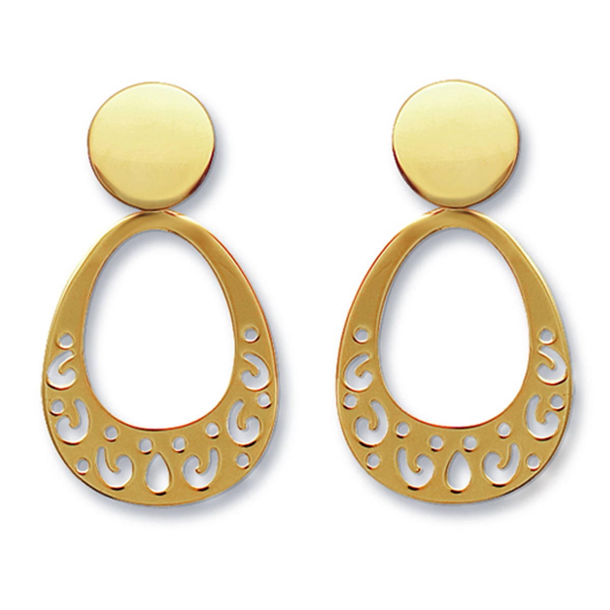 Boucles Plaqué Or \'Chorégraphie\' doré - 31x18 mm - [G3407]