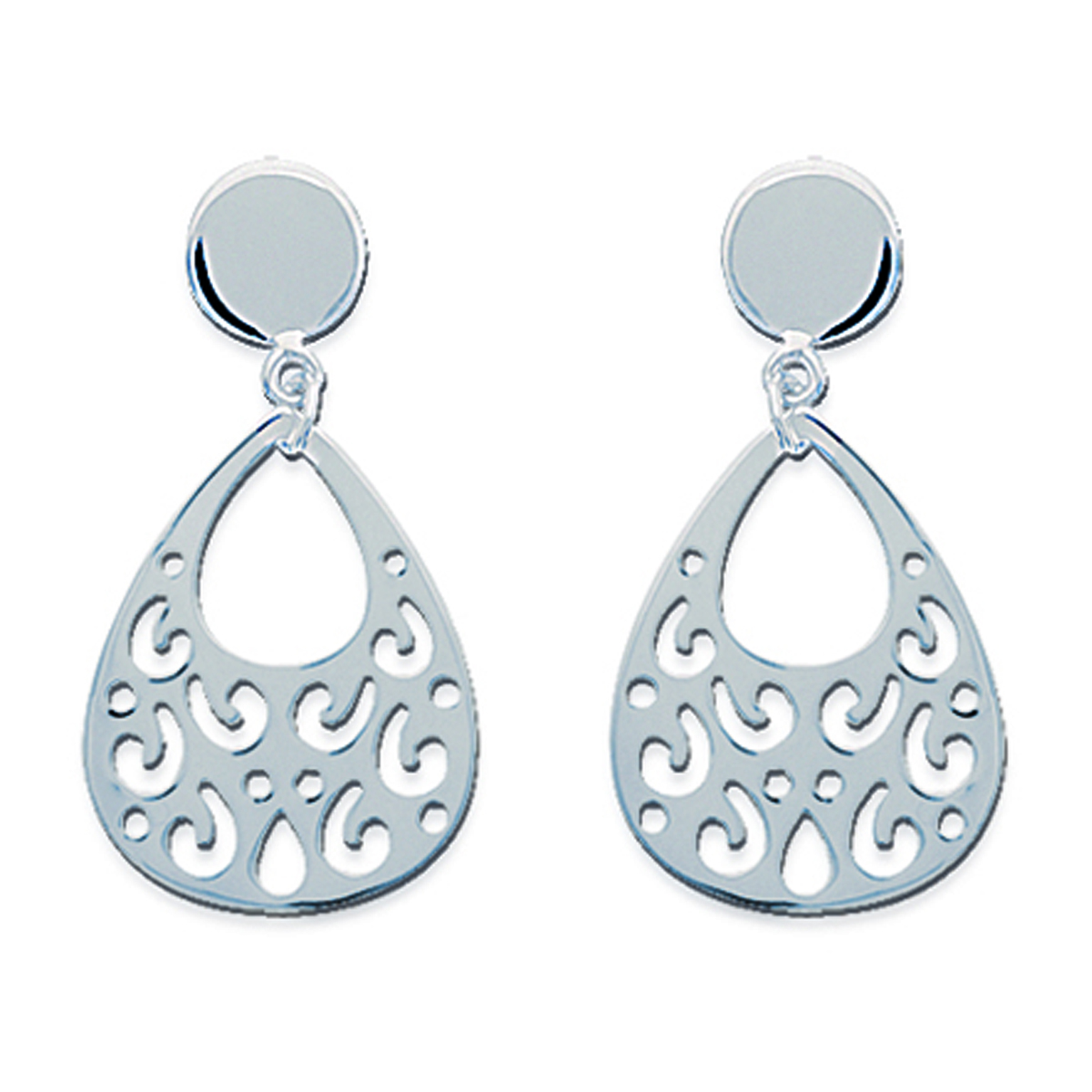 Boucles Argent \'Chorégraphie\' argenté - 26x14 mm - [G3416]