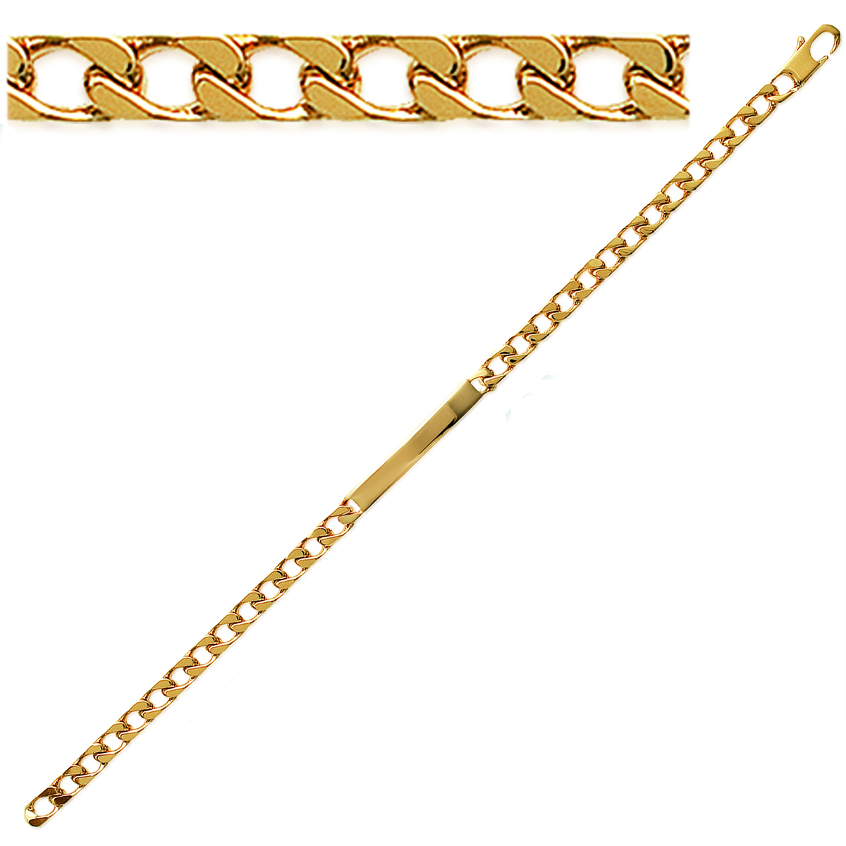Gourmette Plaqué Or \'Identité\' doré - 18 cm 4 mm - [G3456]