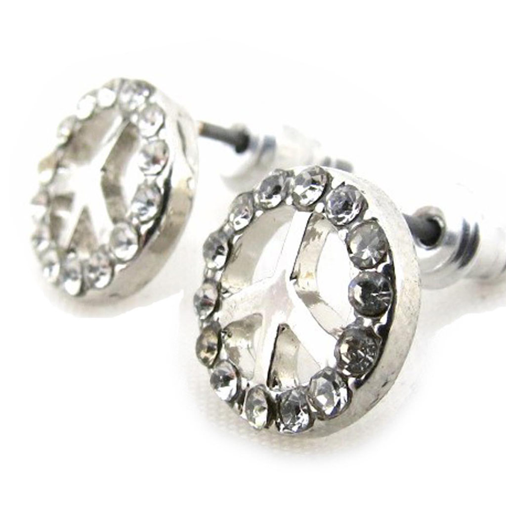 Boucles Créateur \'Peace\' argenté - [J3644]