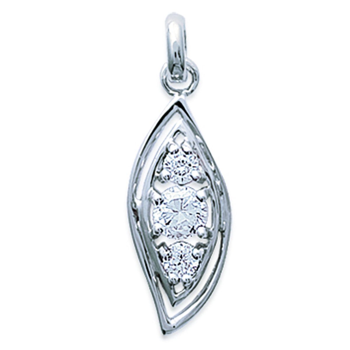 Pendentif Argent \'Déesse\' Blanc argenté (rhodié) - 20x10 mm - [G4984]