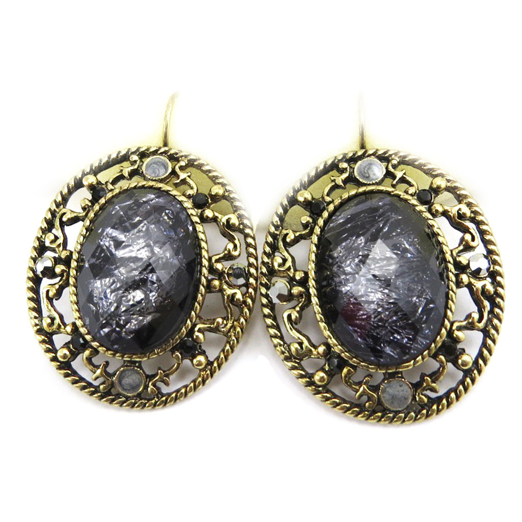 Dormeuses Créateur \'Judith\' doré violet  - [G5119]