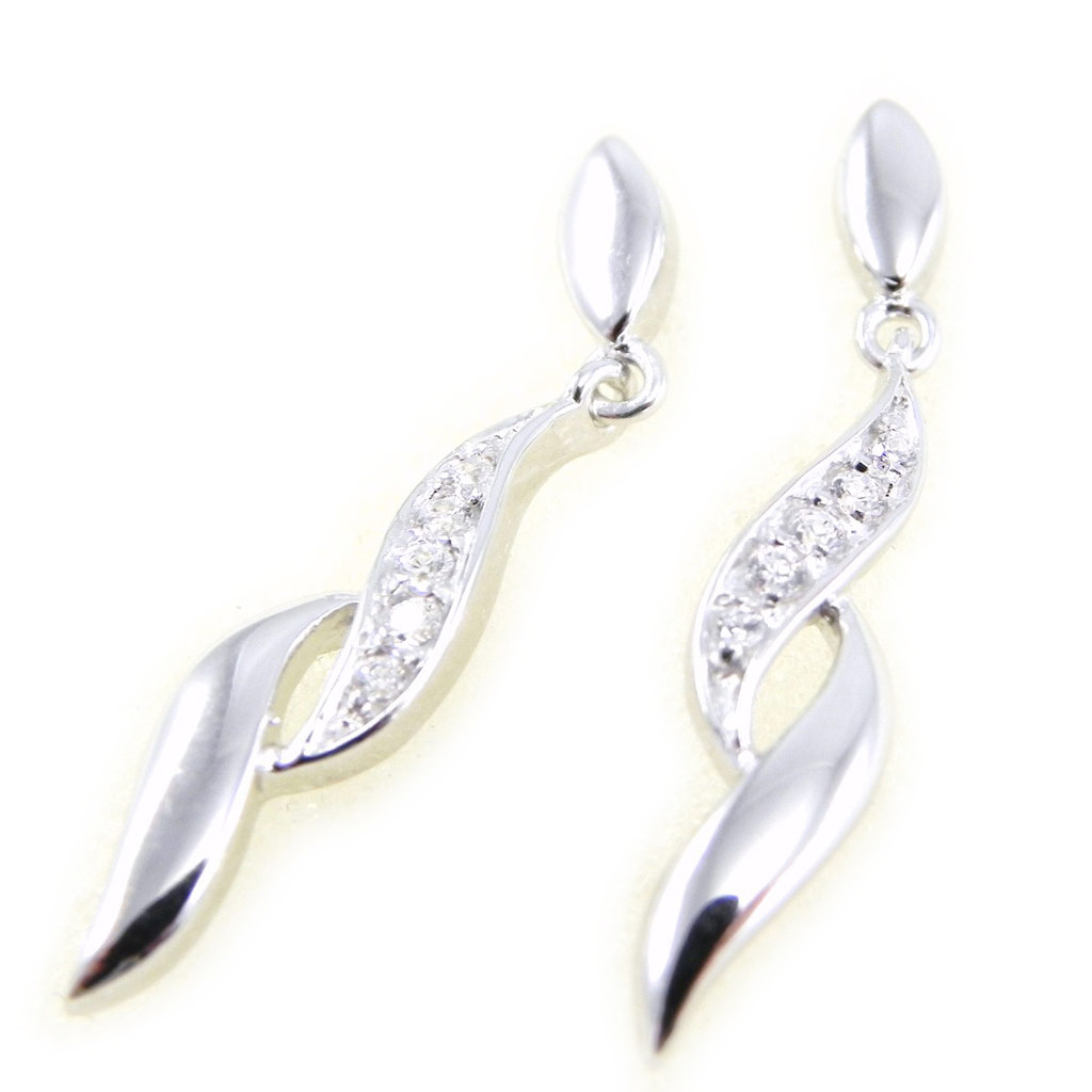 Boucles Argent \'Déesse\' Blanc - [F9202]