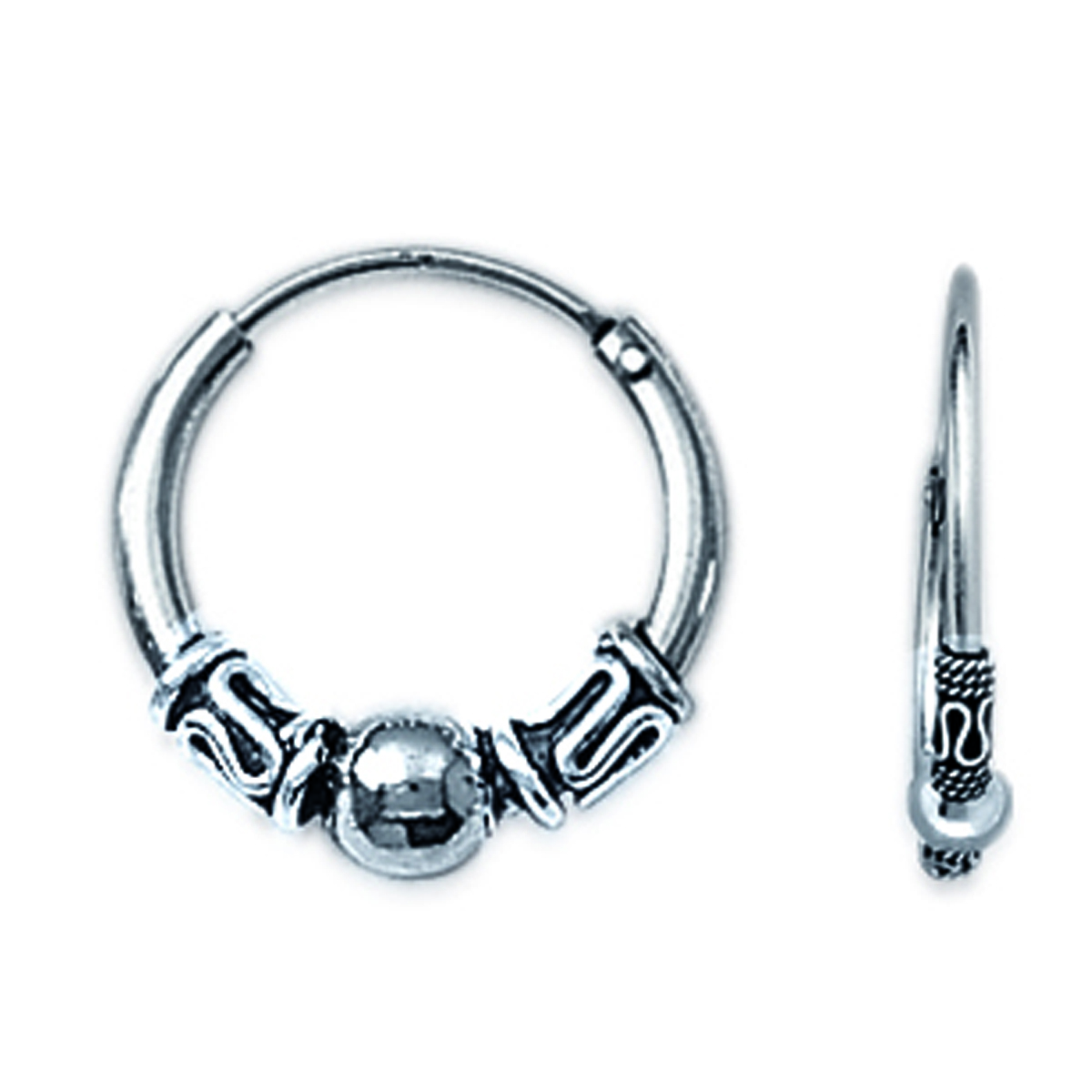 Créoles Argent \'Thai\' argenté - 14 cm 3 mm - [J3880]