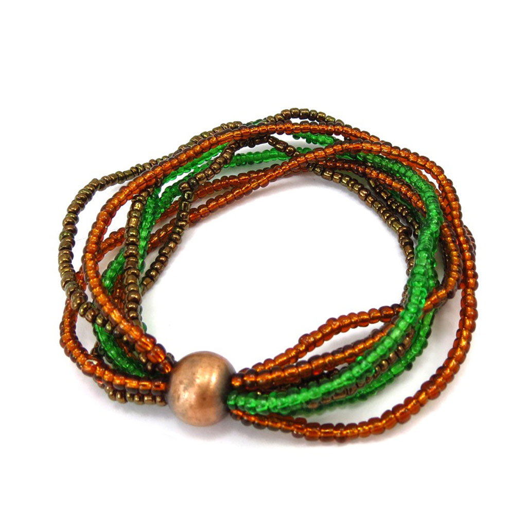 Bracelet Créateur \'Calcutta\' vert marron - [K3188]