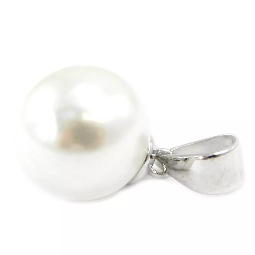 les trésors de lily Pendentif Argent 'Perla' blanc argenté (rhodié) 9 mm [I3953]
