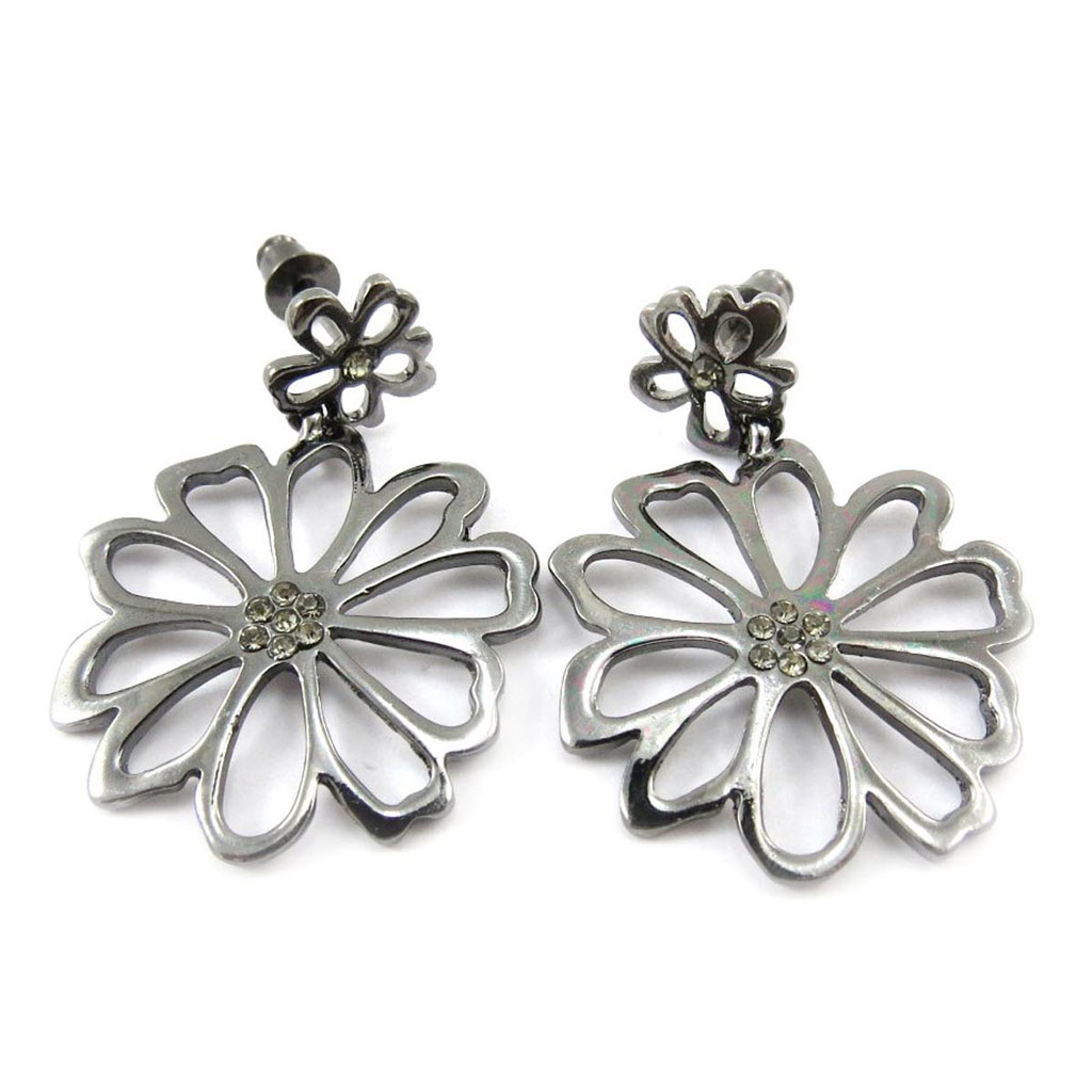 Boucles Créateur \'Flora\' argenté vieilli - [J4039]