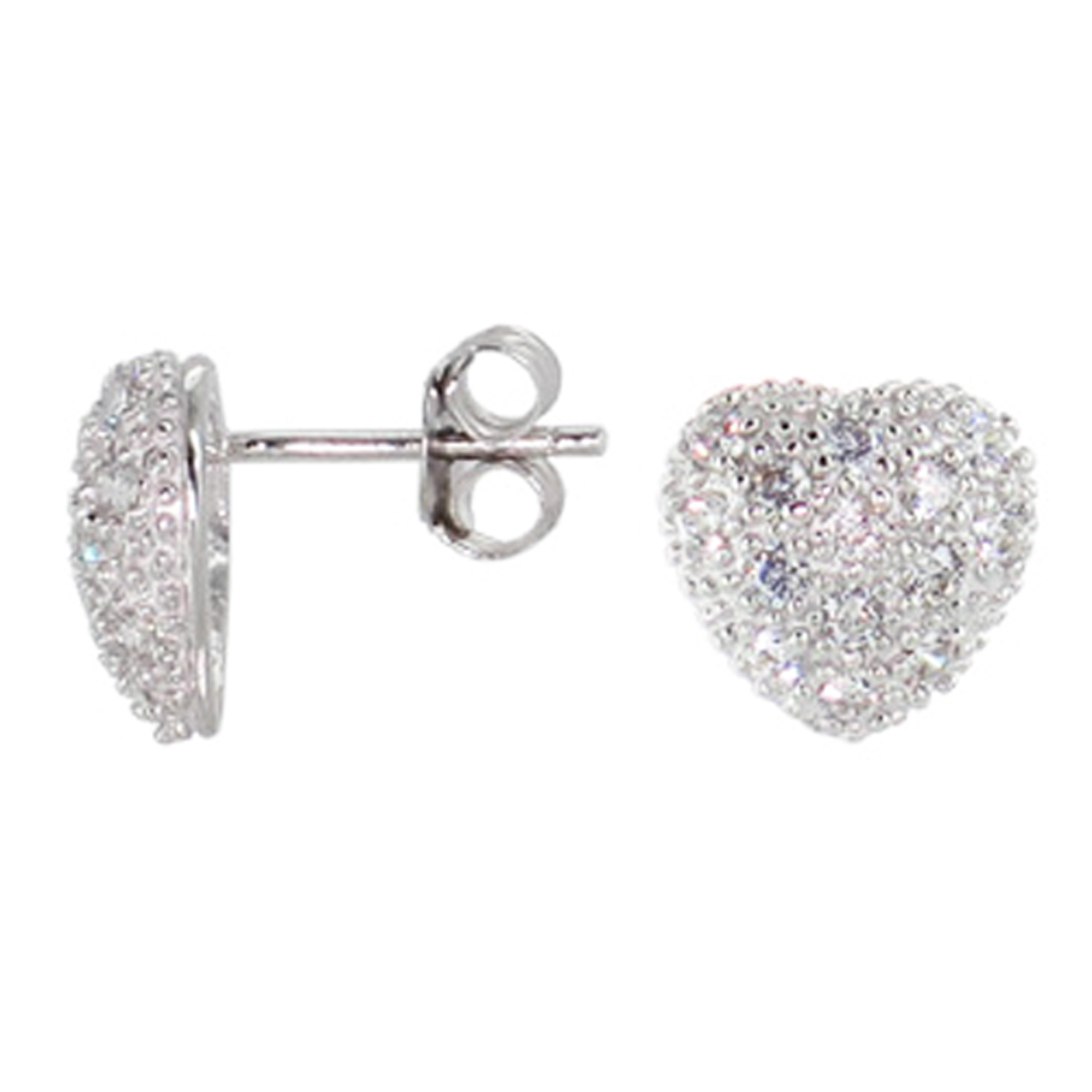 Boucles Argent \'Love Divine\' blanc argenté (rhodié) - 10x10 mm - [G5581]