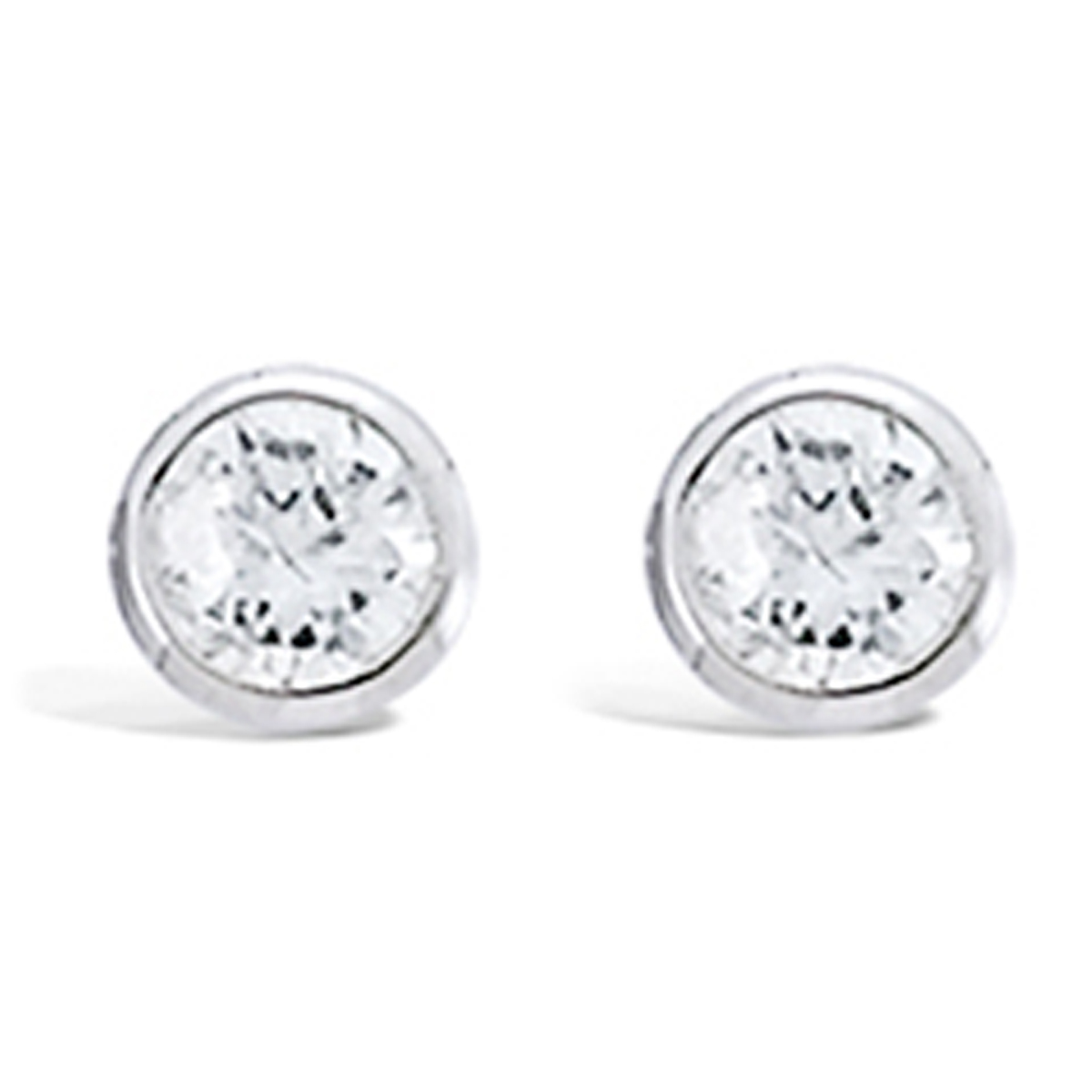 Boucles Argent \'Essentiel\' blanc argenté (rhodié) - 5 mm - [G5582]