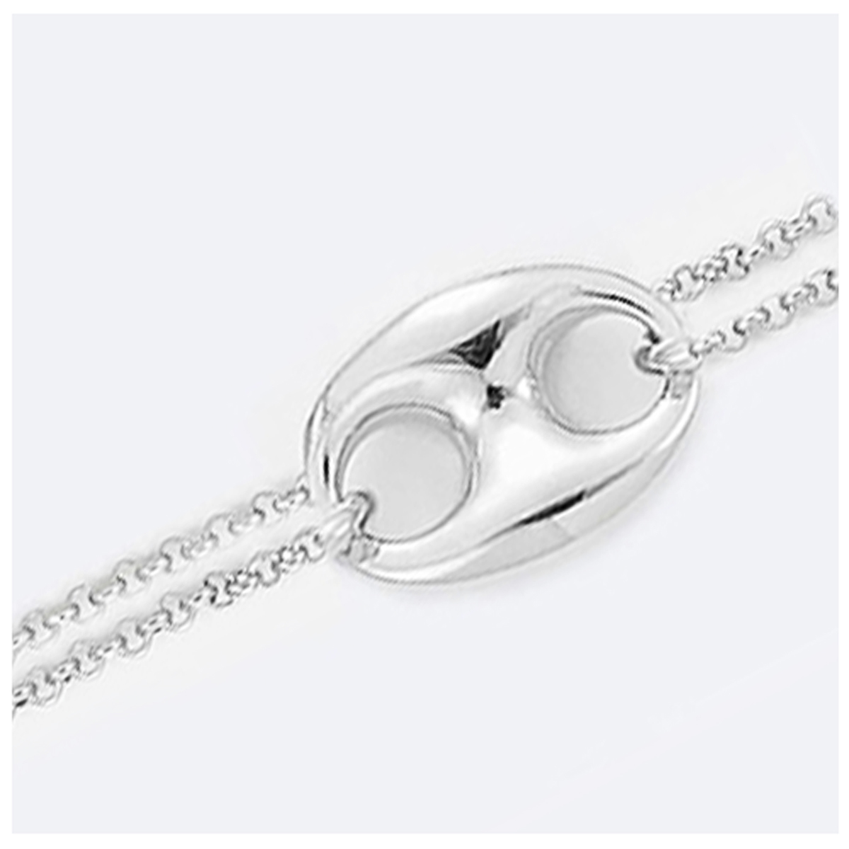 Bracelet Argent \'Grain de Café\' argenté (rhodié) - 10x15 mm - [I4017]