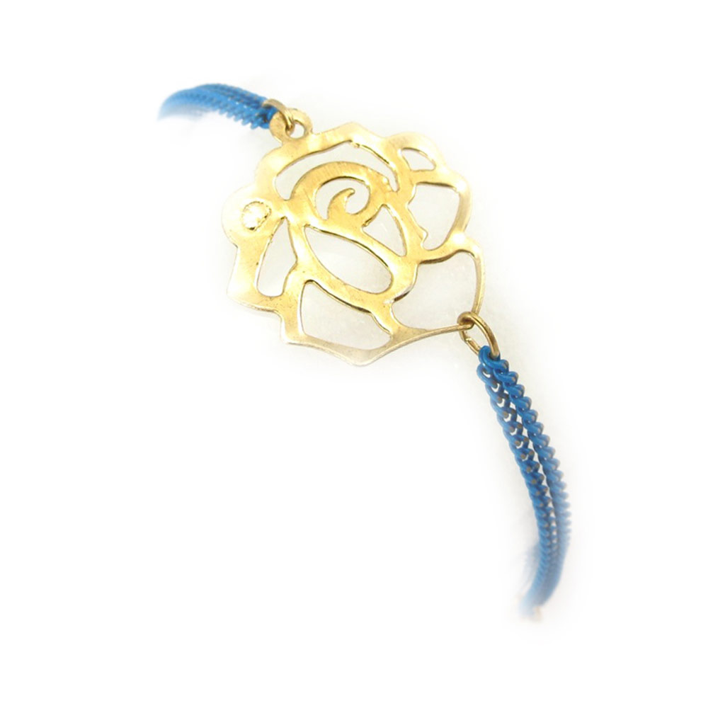 Bracelet créateur \'Rosa Romantica\' bleu doré - [K3326]