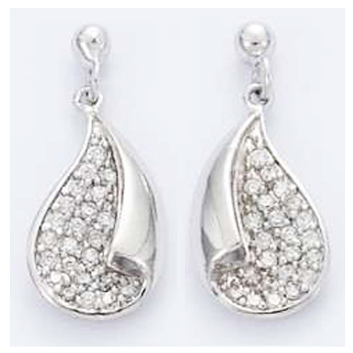 Boucles Argent \'Déesse\' Blanc argenté (rhodié) - 15x9 mm - [I4042]