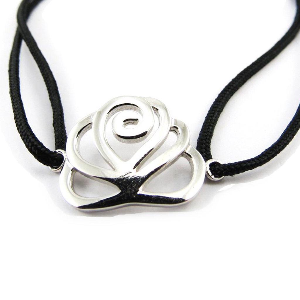 Bracelet Argent \'Flora\' noir - [J4082]
