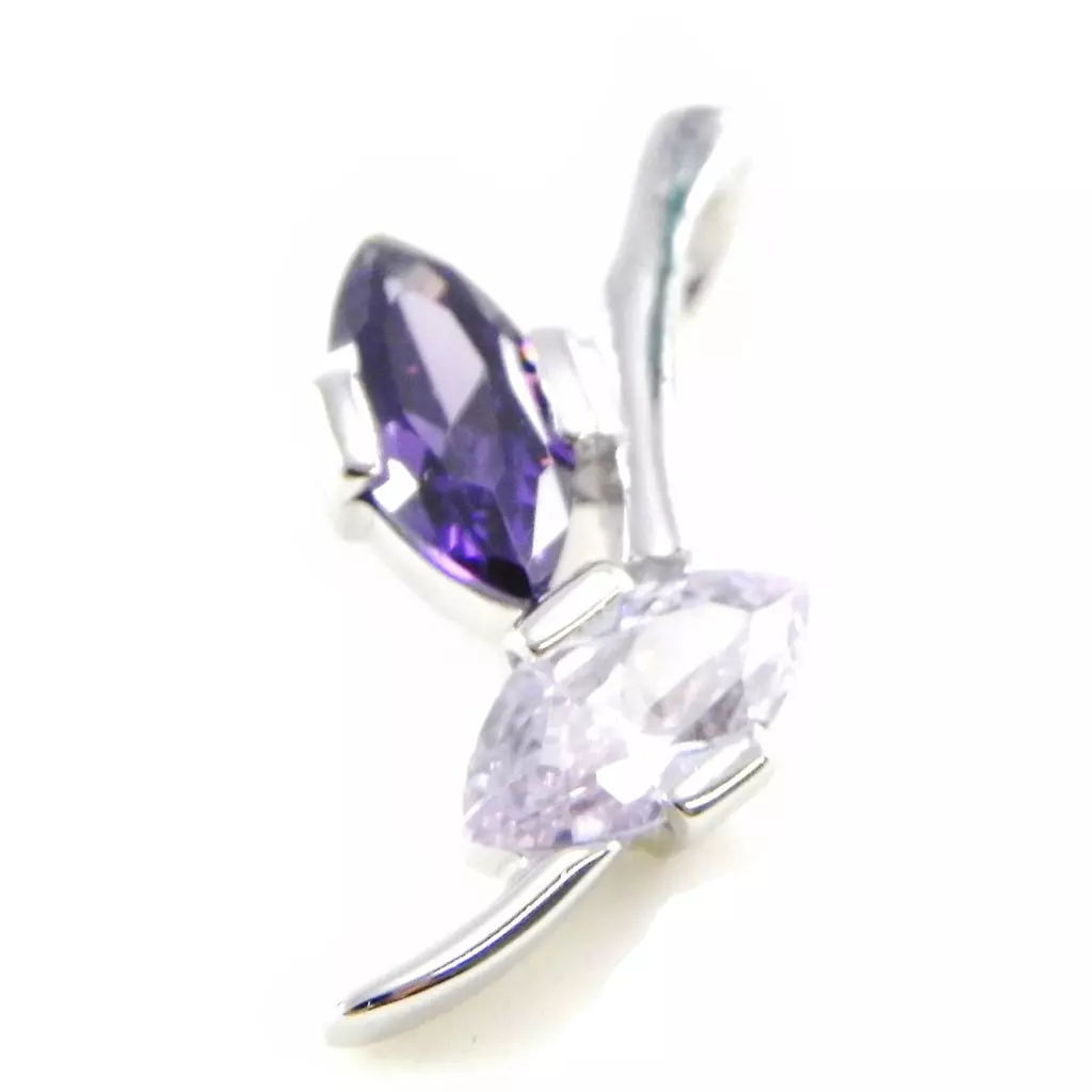 les trésors de lily Pendentif Argent 'Delicate' Violet argenté (rhodié) 25x10 mm [E9666]