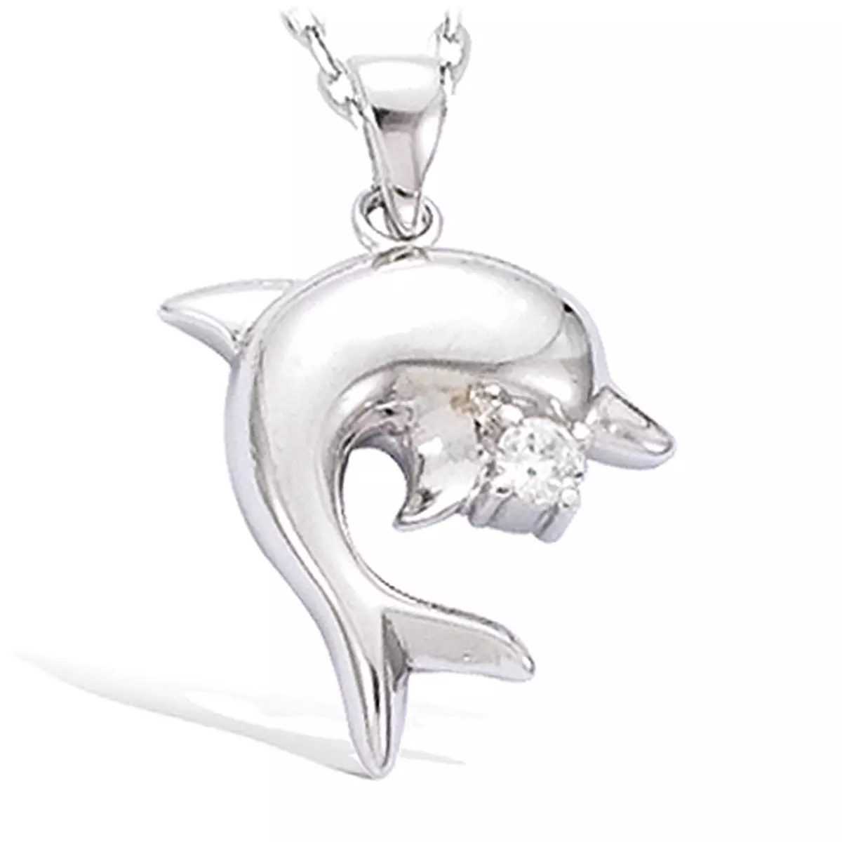 les trésors de lily Pendentif Argent 'Dauphin' blanc argenté (rhodié) 18x19 mm [G5635]