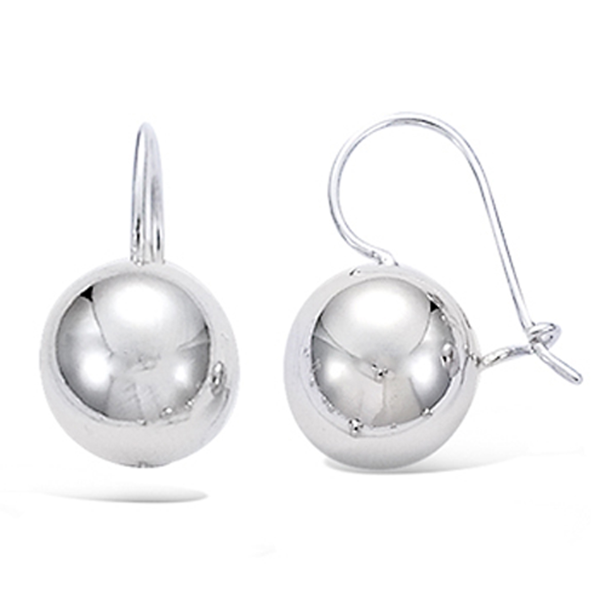 Boucles Argent \'Billes\' argenté (rhodié) - 12 mm (boule entière) - [I4206]